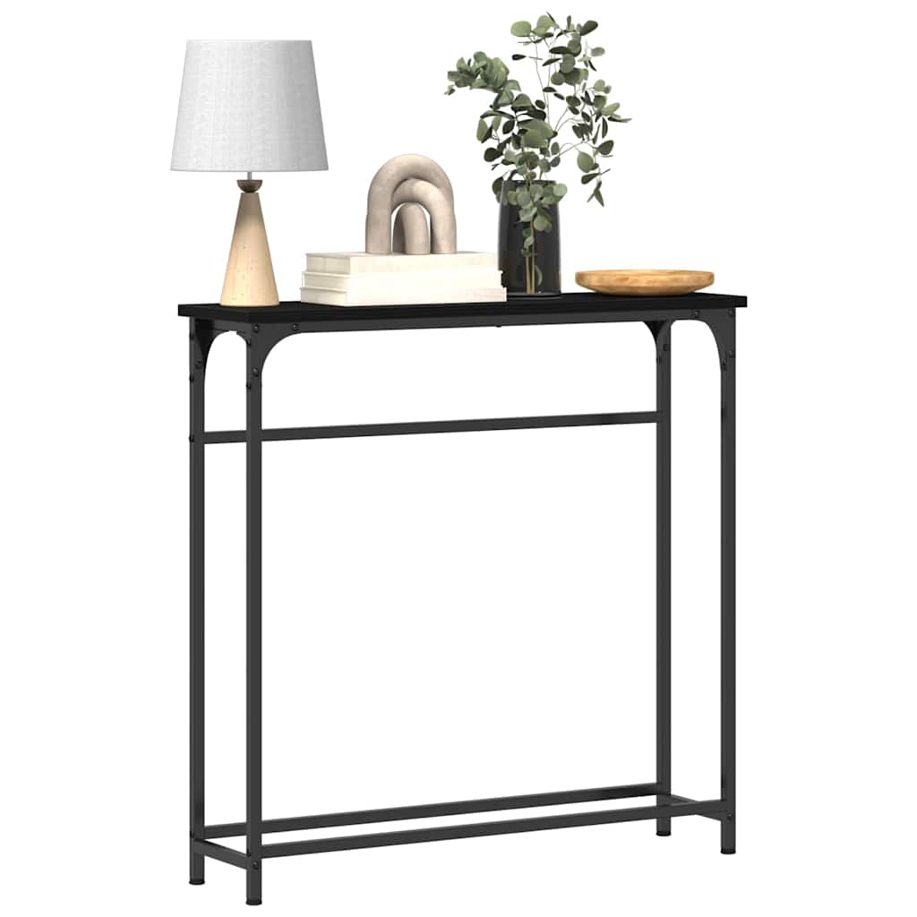 Konsollbord Svart Eik 75 x 19,5 x 75 cm Konstruert tre
