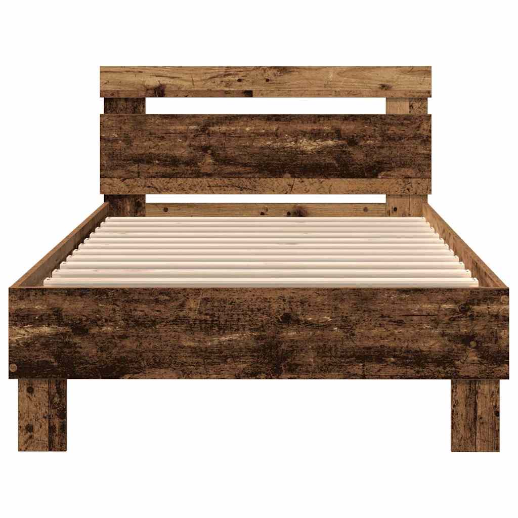 Sengestamme med LED Gammelt tre 100 x 200 cm Konstruert tre
