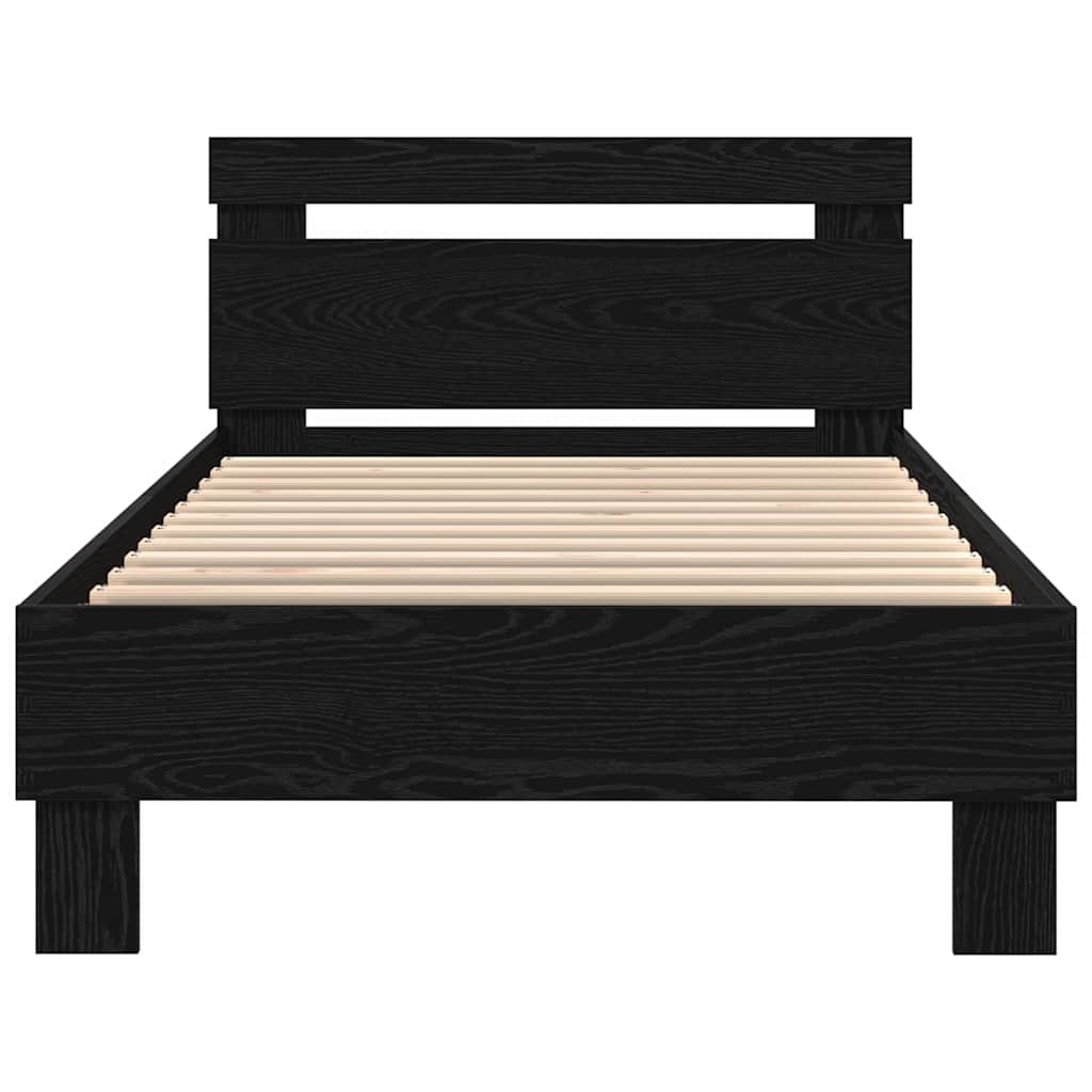Sengestamme med LED Svart Eik 90 x 190 cm Konstruert tre