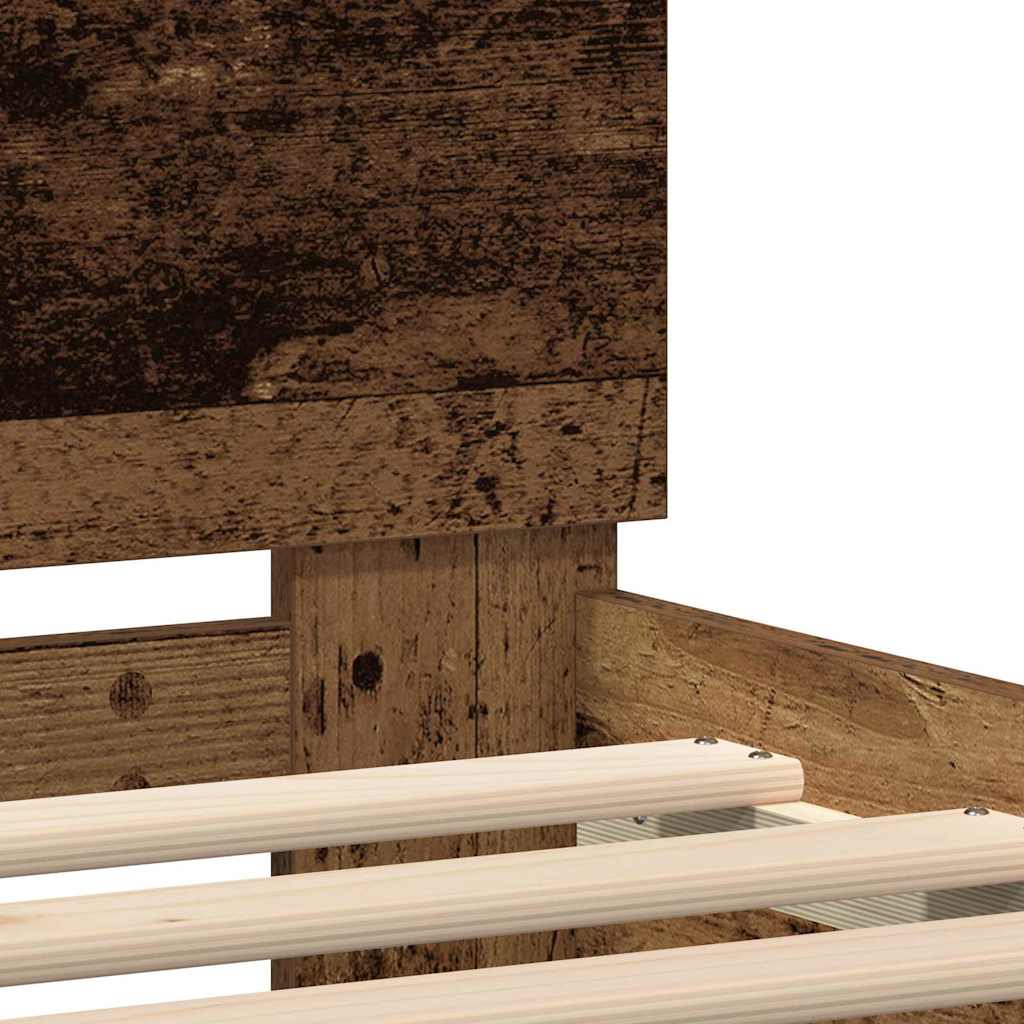 Sengestamme med LED Gammelt tre 75 x 190 cm Konstruert tre