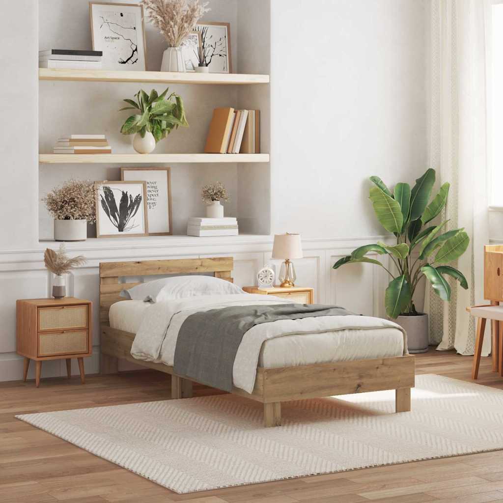 Sengestamme med LED Artisan Eik 75 x 190 cm Konstruert tre