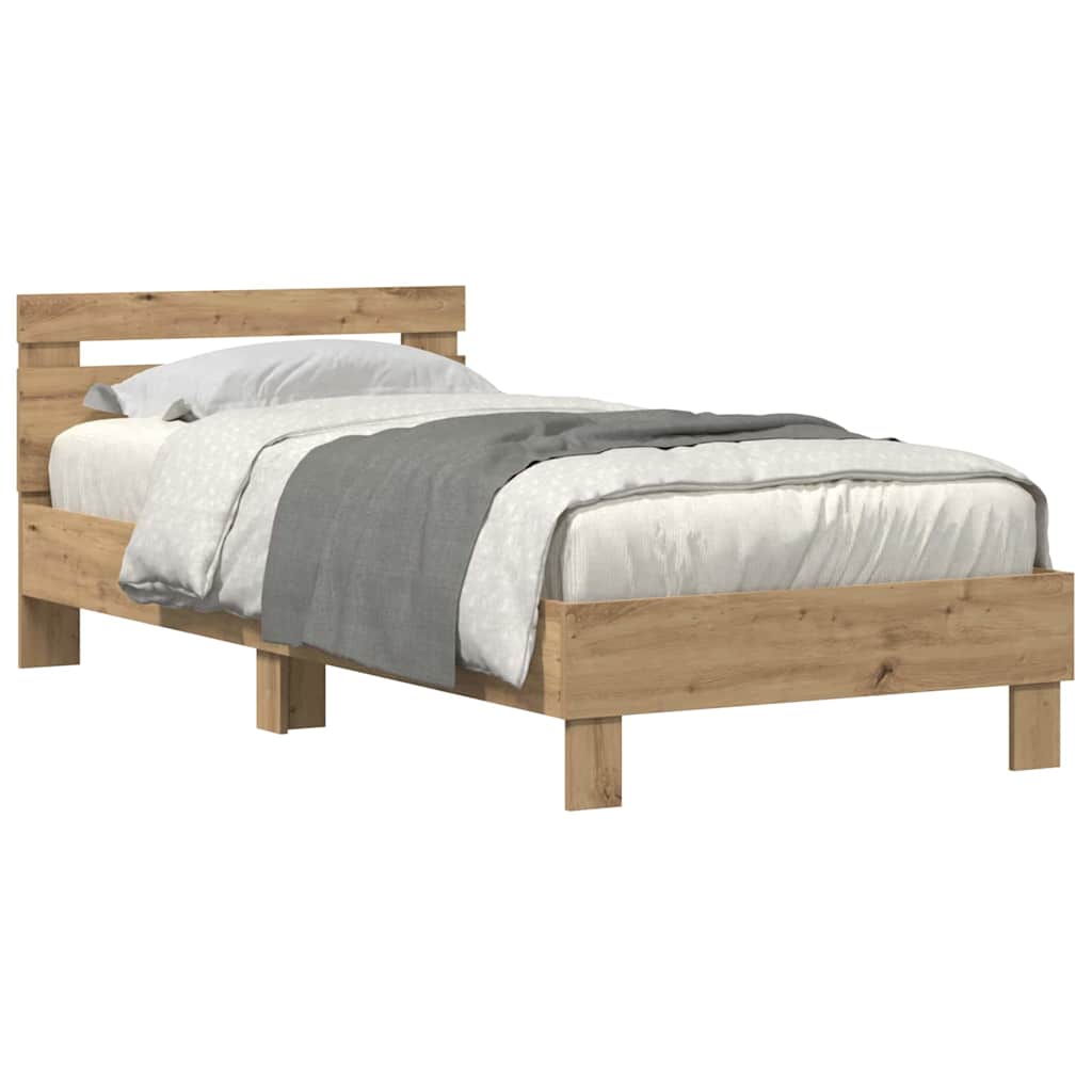 Sengestamme med LED Artisan Eik 75 x 190 cm Konstruert tre