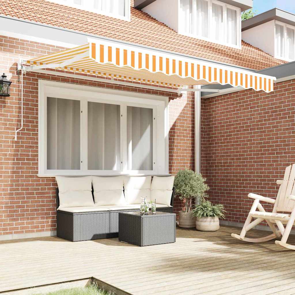 Markiseramme Gul og hvit 250 x 200 cm Polyester med PU-belegg
