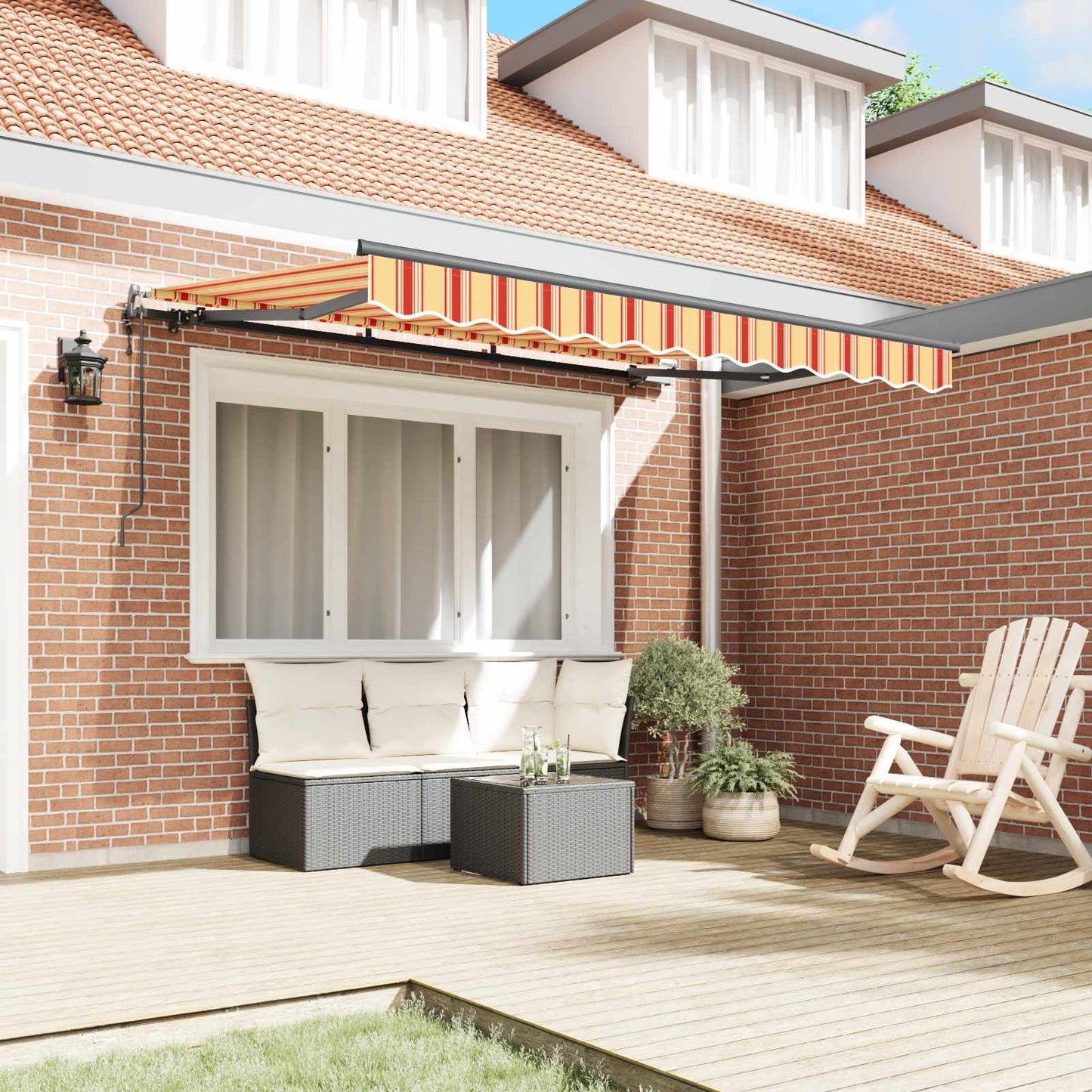 Innvendbar Markise Gul og oransje 250 x 200 cm stoff