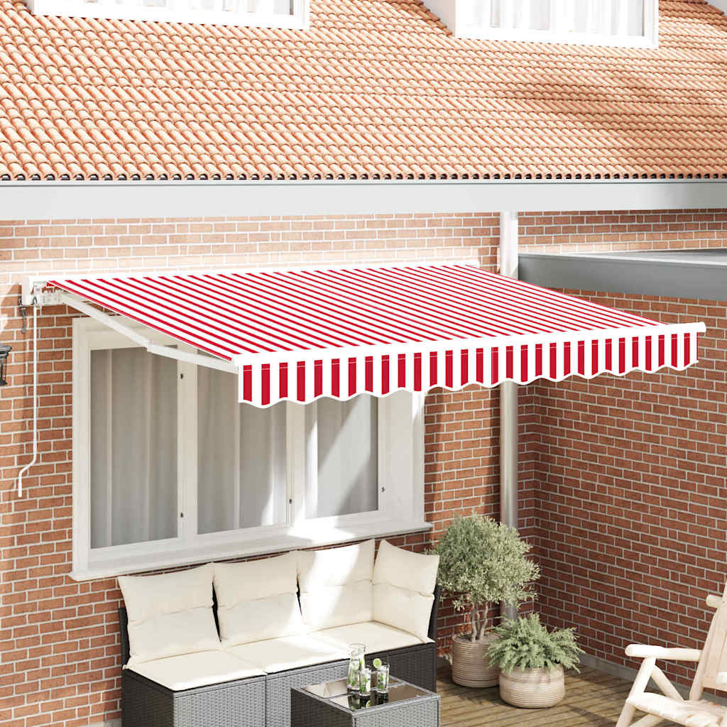 Markiseramme Rød og Hvit 250 x 200 cm Polyester med PU-belegg