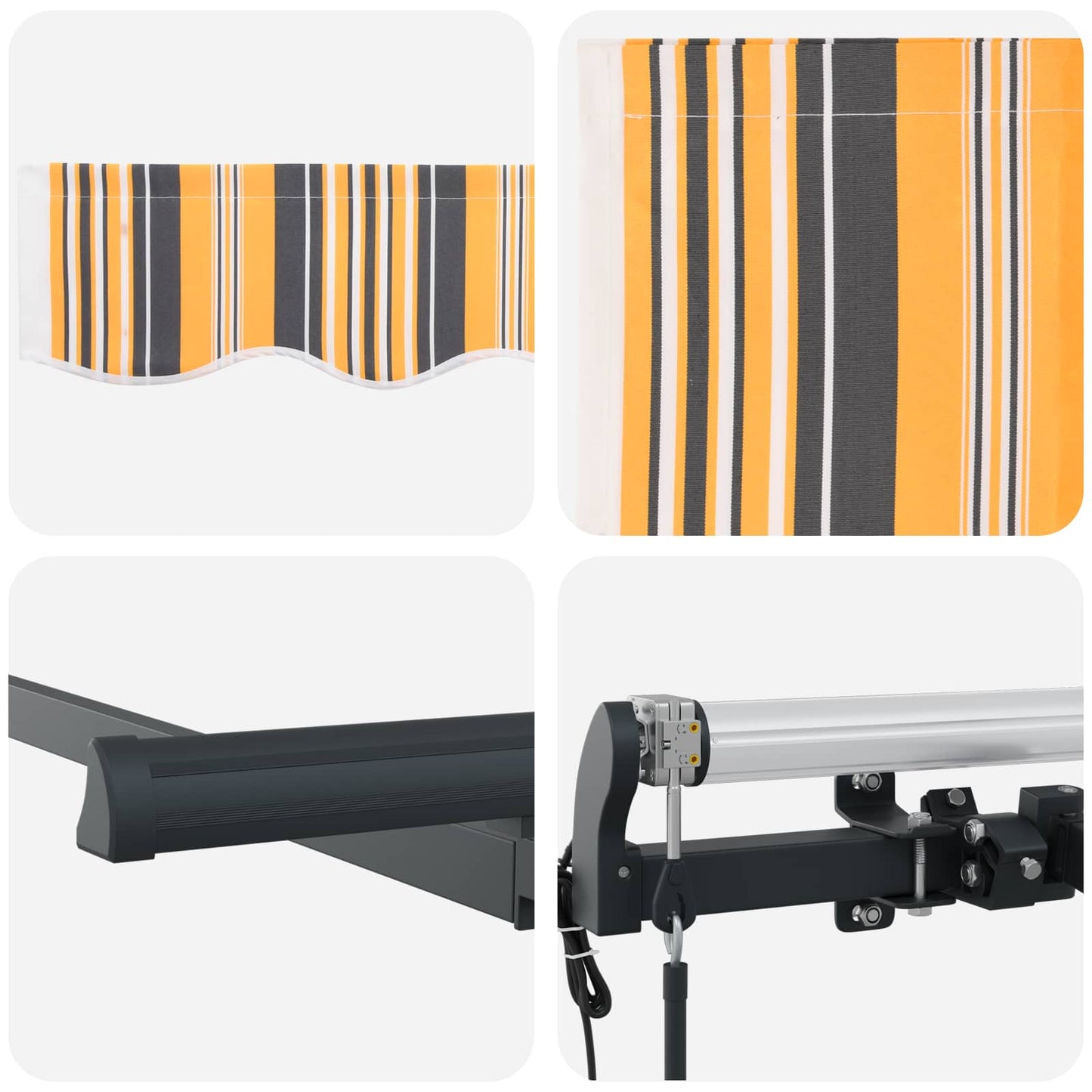 Innvendbar Markise Gul og Grå 250 x 200 cm stoff