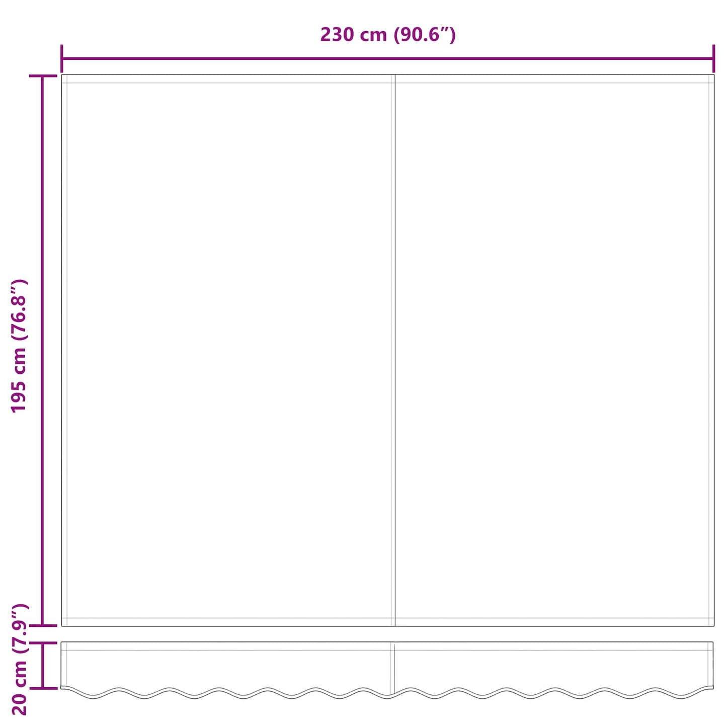 Innvendbar Markise Hvit 250 x 200 cm stoff