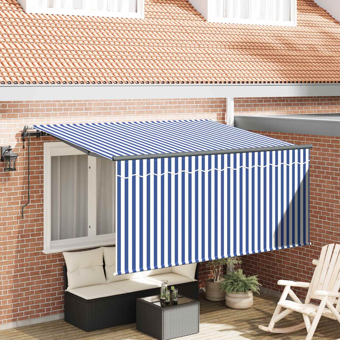 Innvendbar Markise Blå og hvit 300 x 200 cm