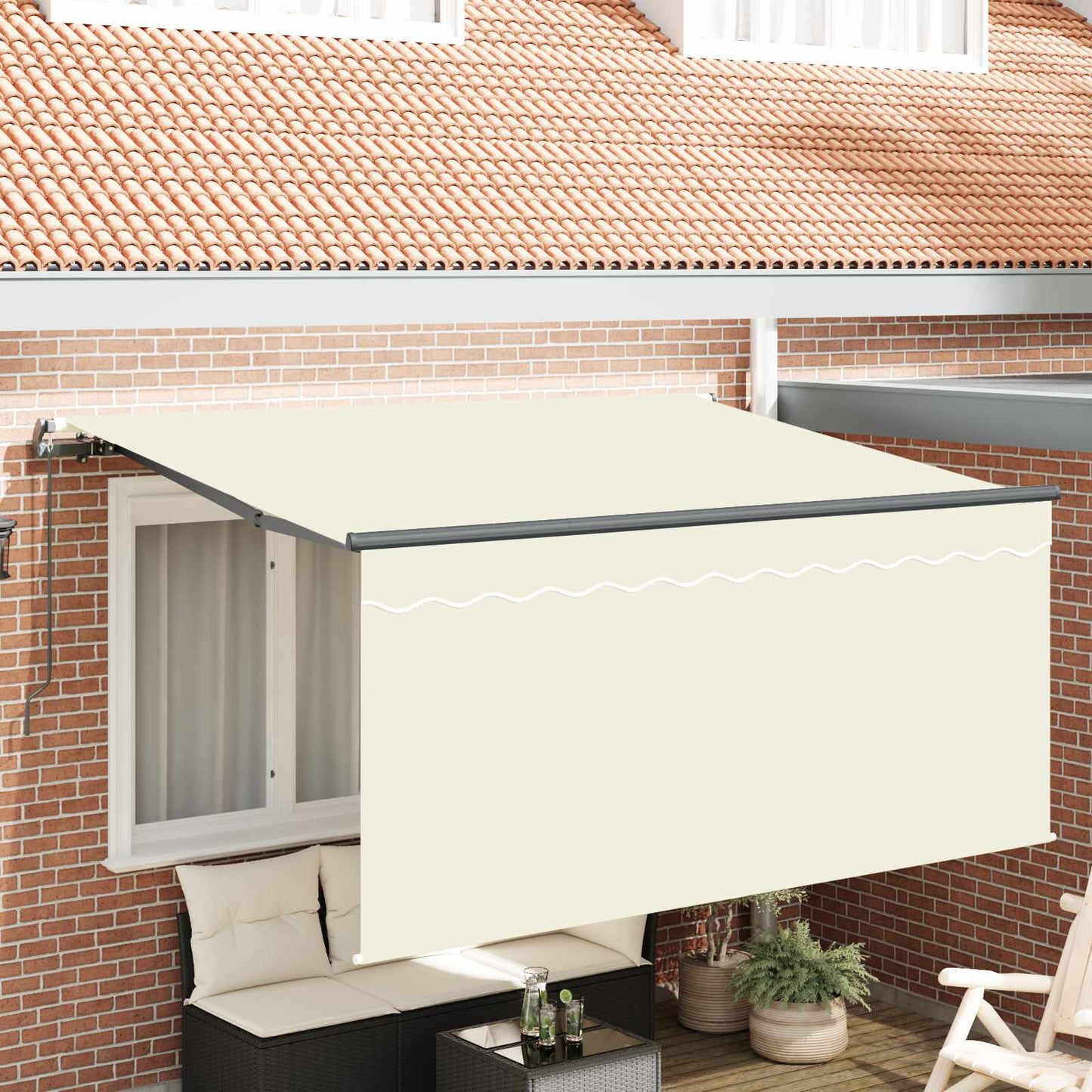 Innvendbar Markise Krem 300 x 200 cm Polyester og aluminium