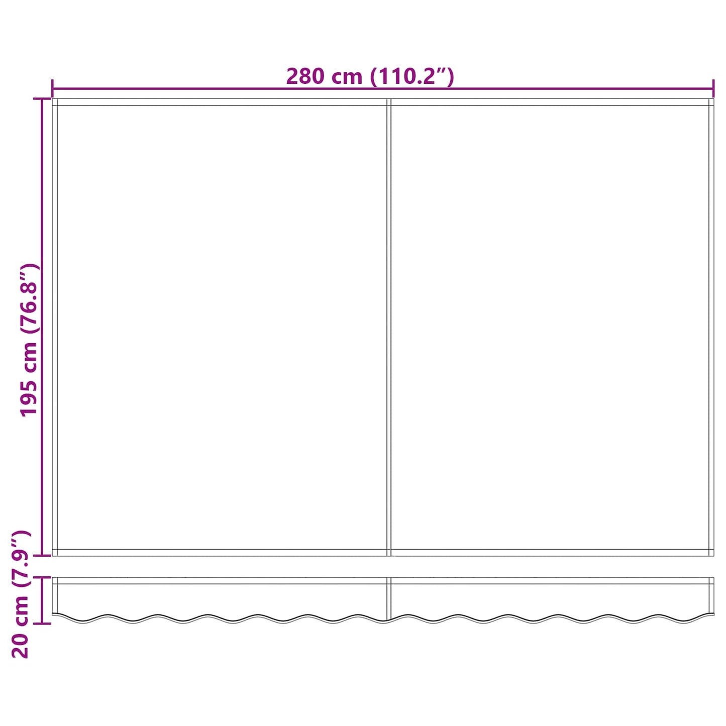 Uttrekkbar markise Burgunder 300 x 200 cm stoff