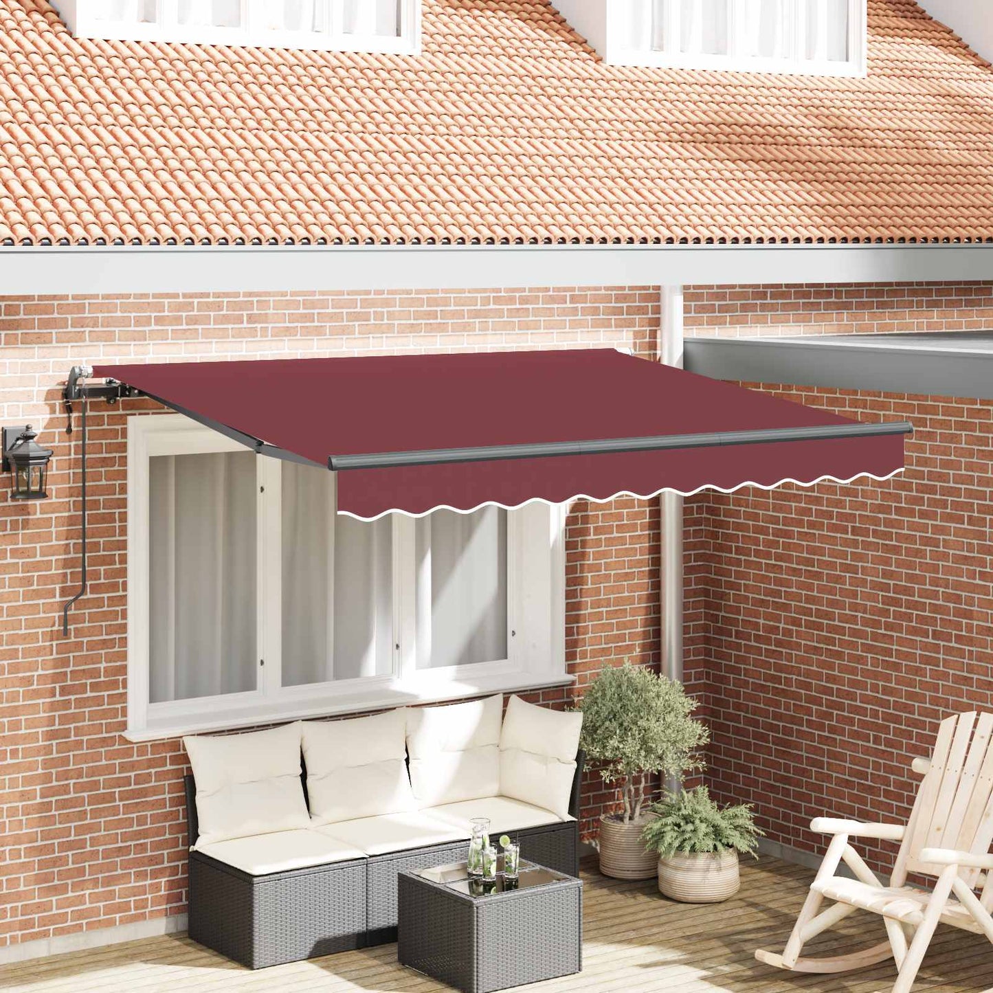 Uttrekkbar markise Burgunder 300 x 200 cm stoff