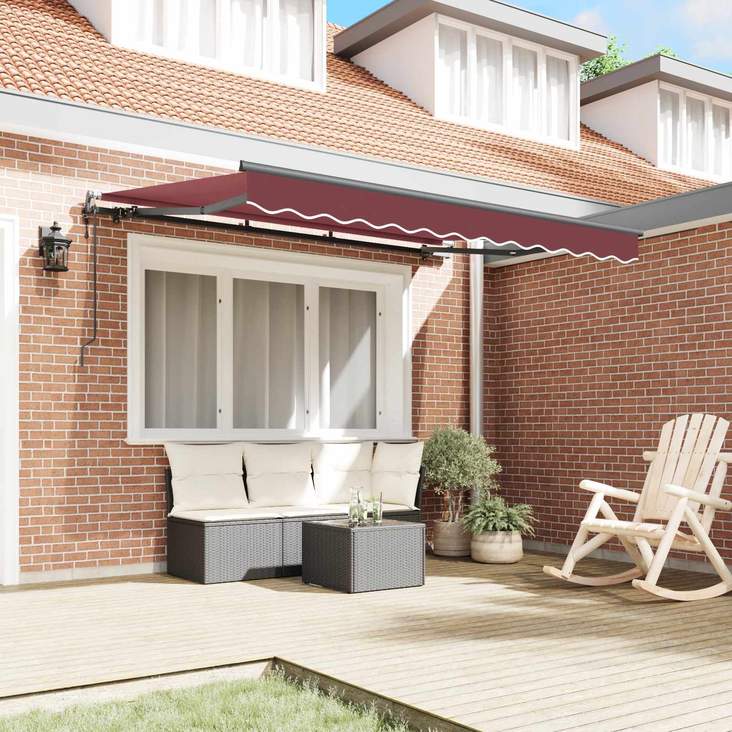 Uttrekkbar markise Burgunder 300 x 200 cm stoff