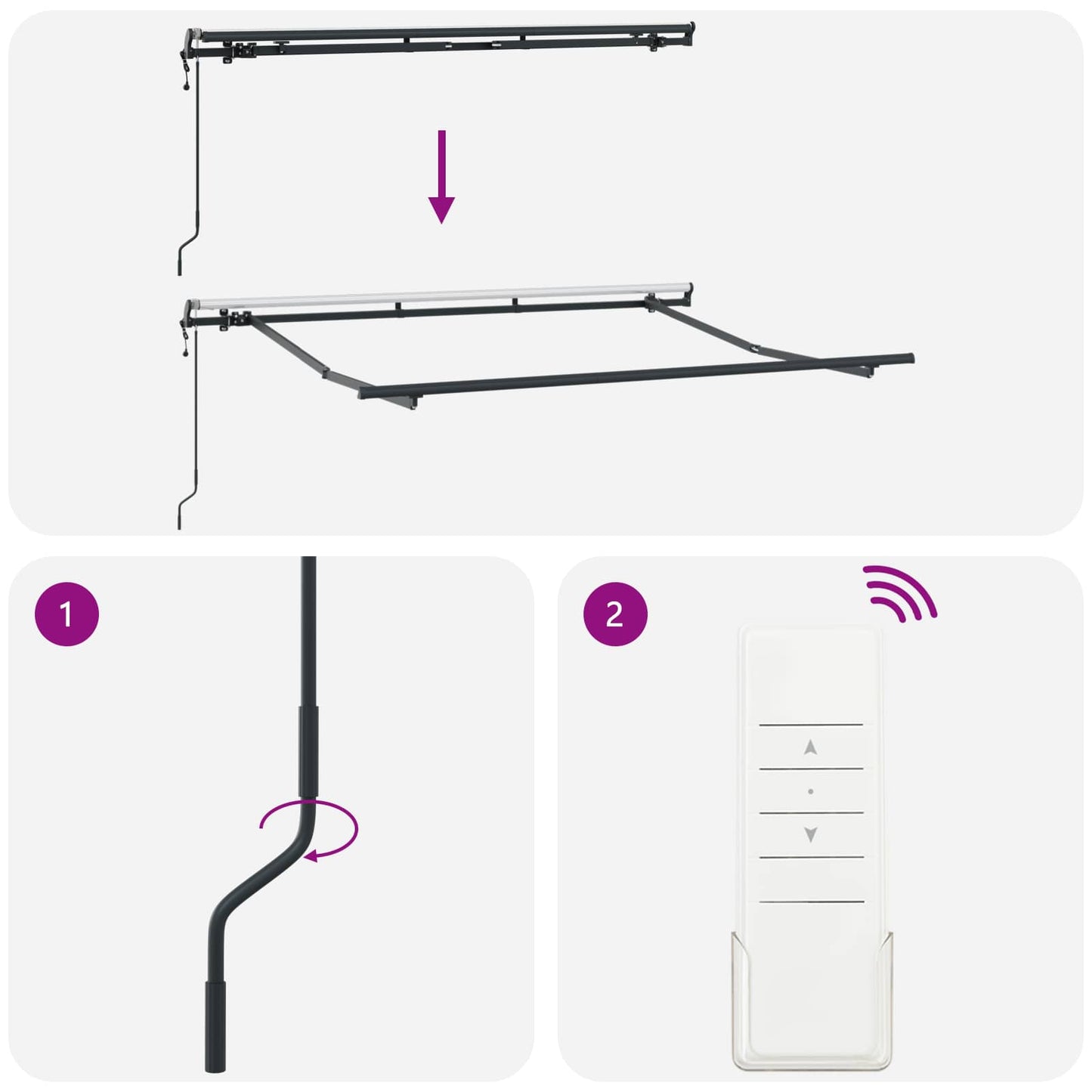 Uttrekkbar markise Burgunder 300 x 200 cm stoff