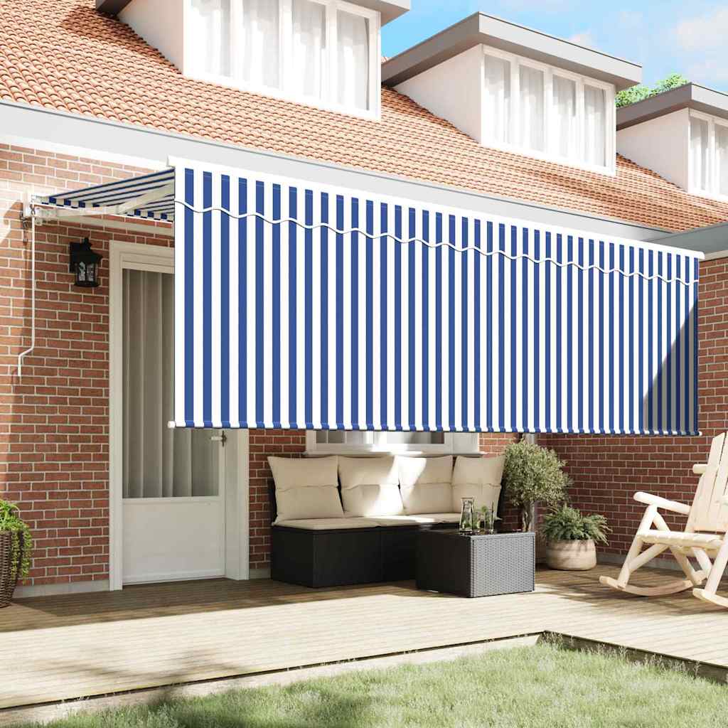 Innvendbar Markise Stripete Blå 350 x 200 cm stoff vidaXL