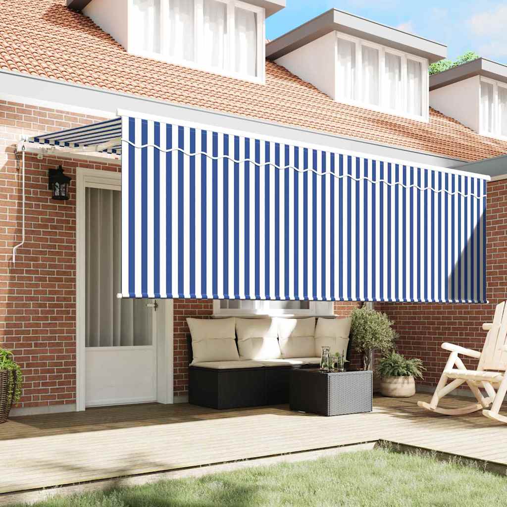 Innvendbar Markise Stripete Blå 350 x 200 cm stoff vidaXL