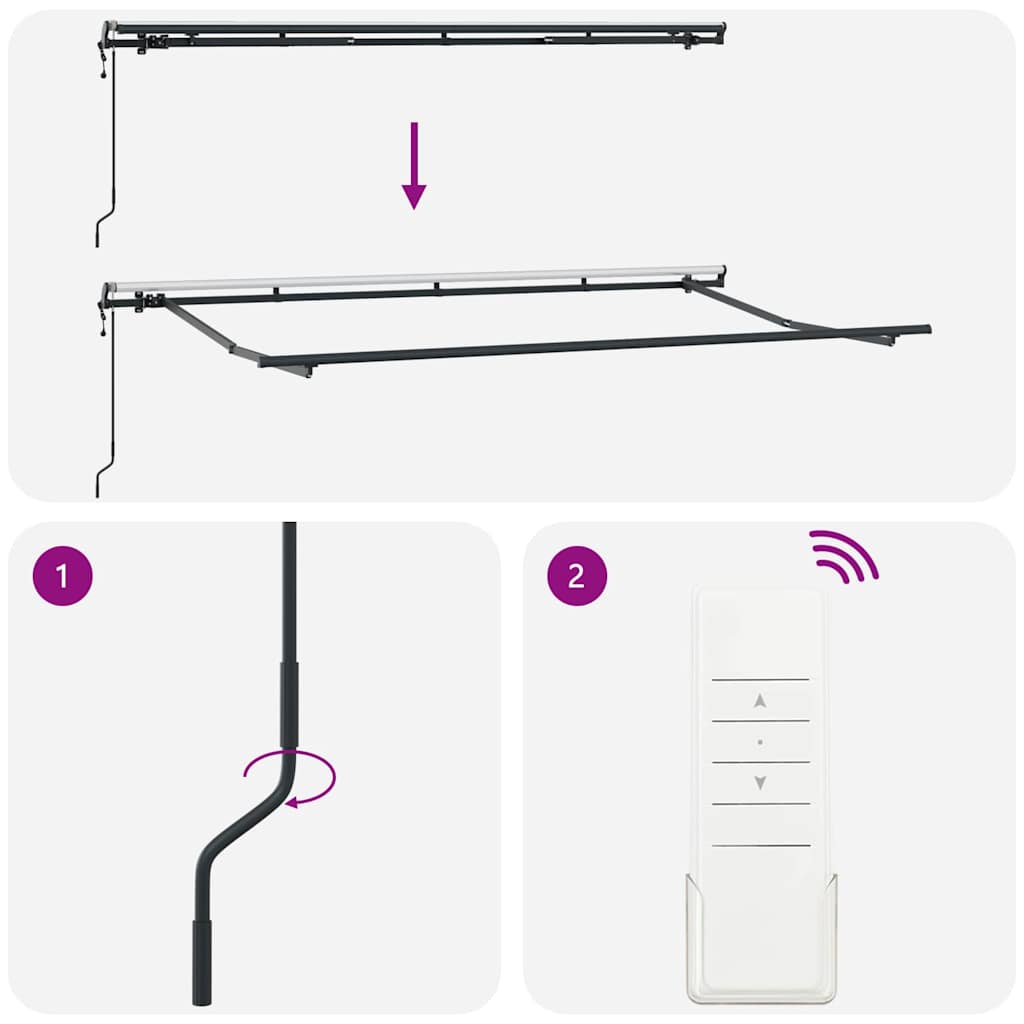 Innvendbar Markise Blå og hvit 350 x 200 cm vidaXL