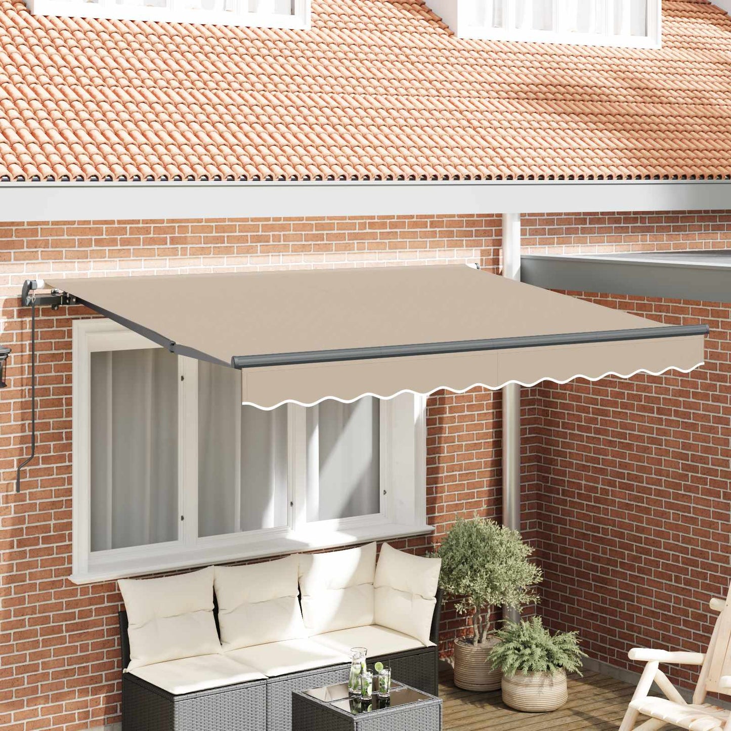 Uttrekkbar markise Beige 350 x 200 cm stoff