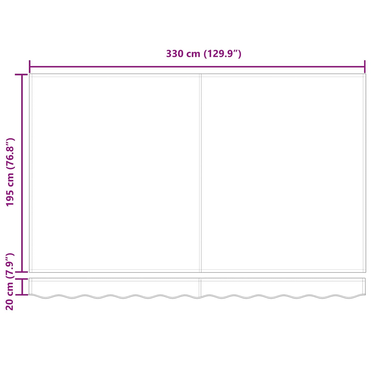 Uttrekkbar markise Beige 350 x 200 cm stoff