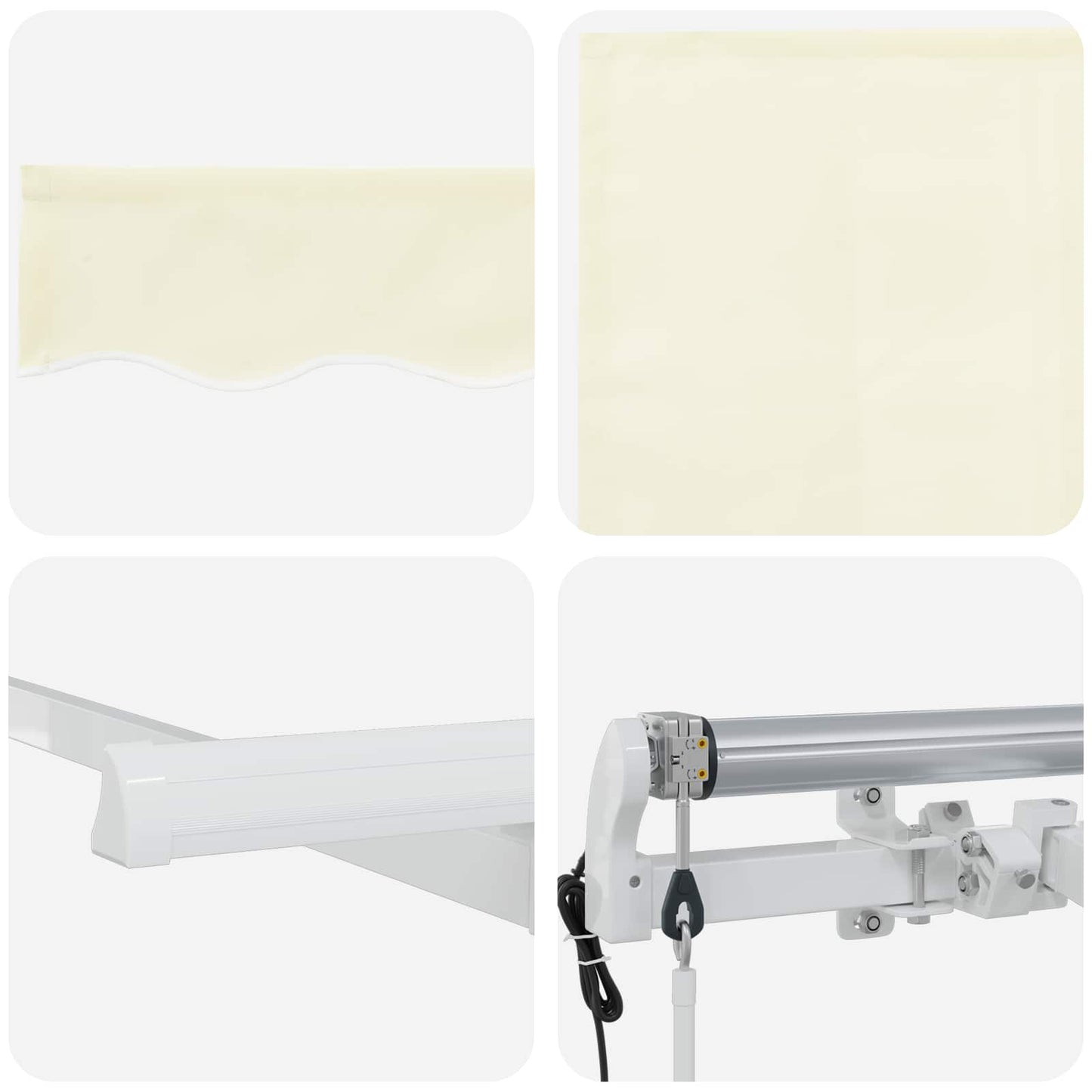 Innvendbar Markise Krem 400 x 200 cm Polyester og aluminium