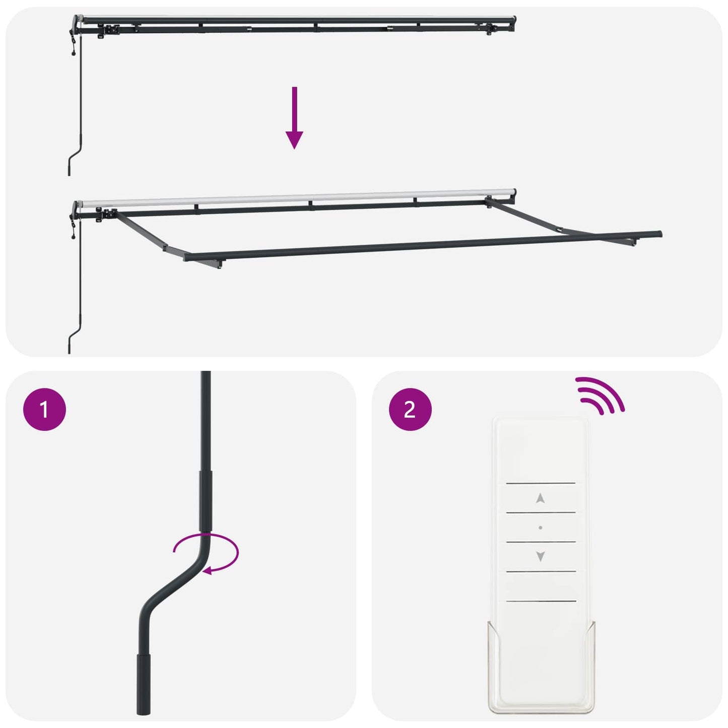 Innvendbar Markise Krem 400 x 200 cm Polyester og aluminium
