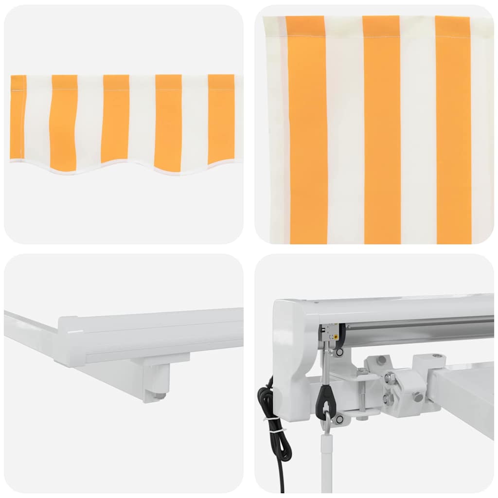 Markiseramme Gul og hvit 400 x 200 cm Polyester med PU-belegg