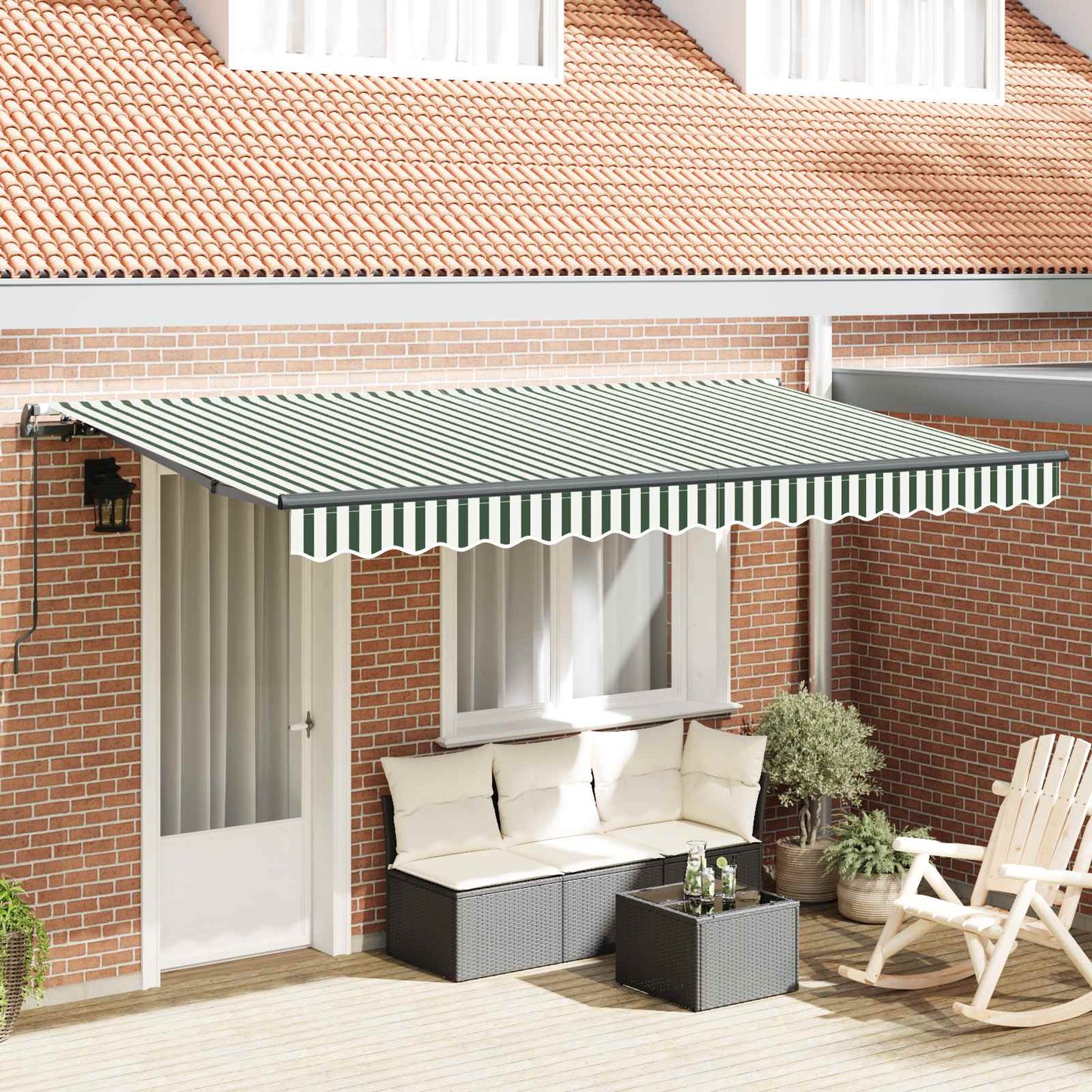 Innvendbar Markise grønn 400 x 200 cm stoff