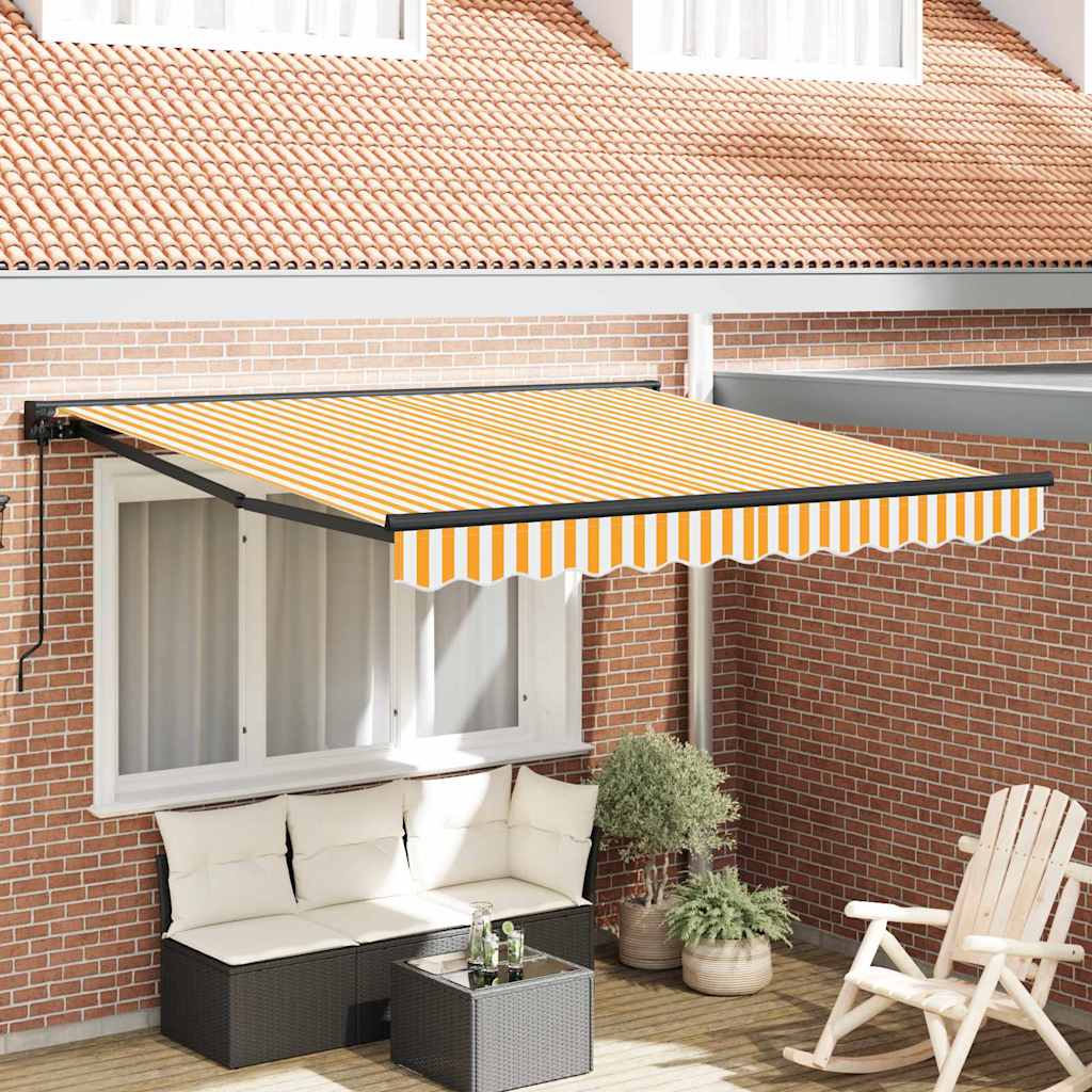 Markiseramme Gul og hvit 300 x 250 cm Polyester med PU-belegg