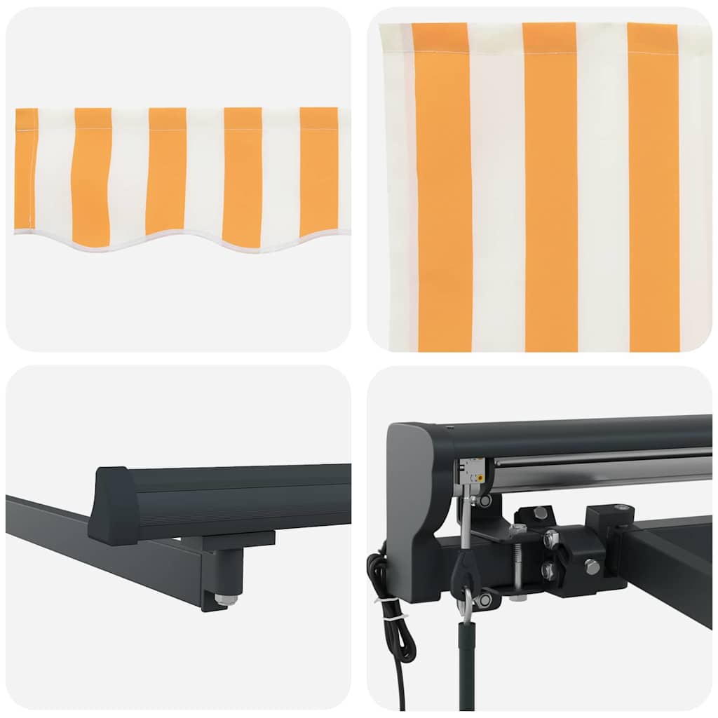 Markiseramme Gul og hvit 300 x 250 cm Polyester med PU-belegg