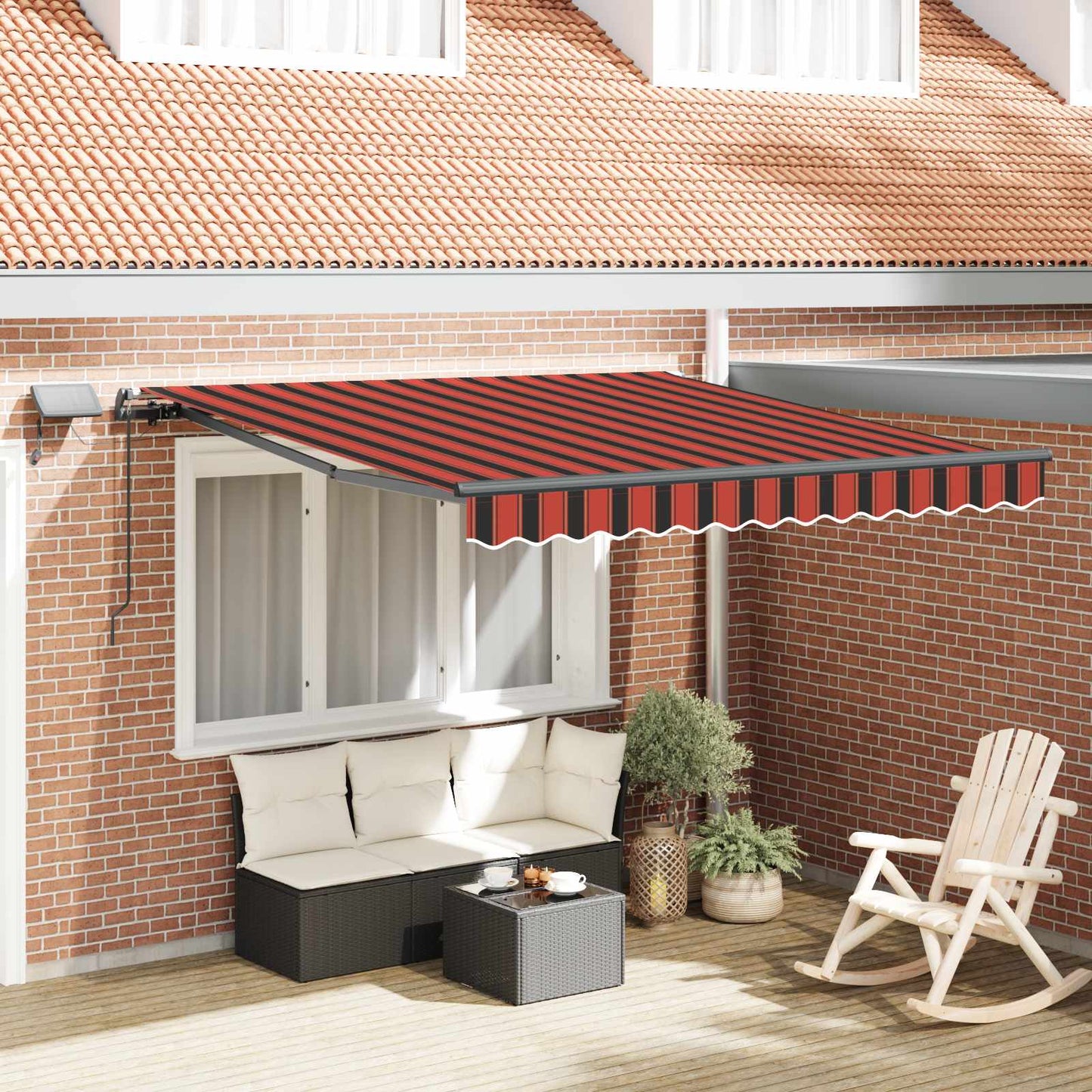 Innvendbar Markise oransje og brun 300 x 250 cm stoff vidaXL