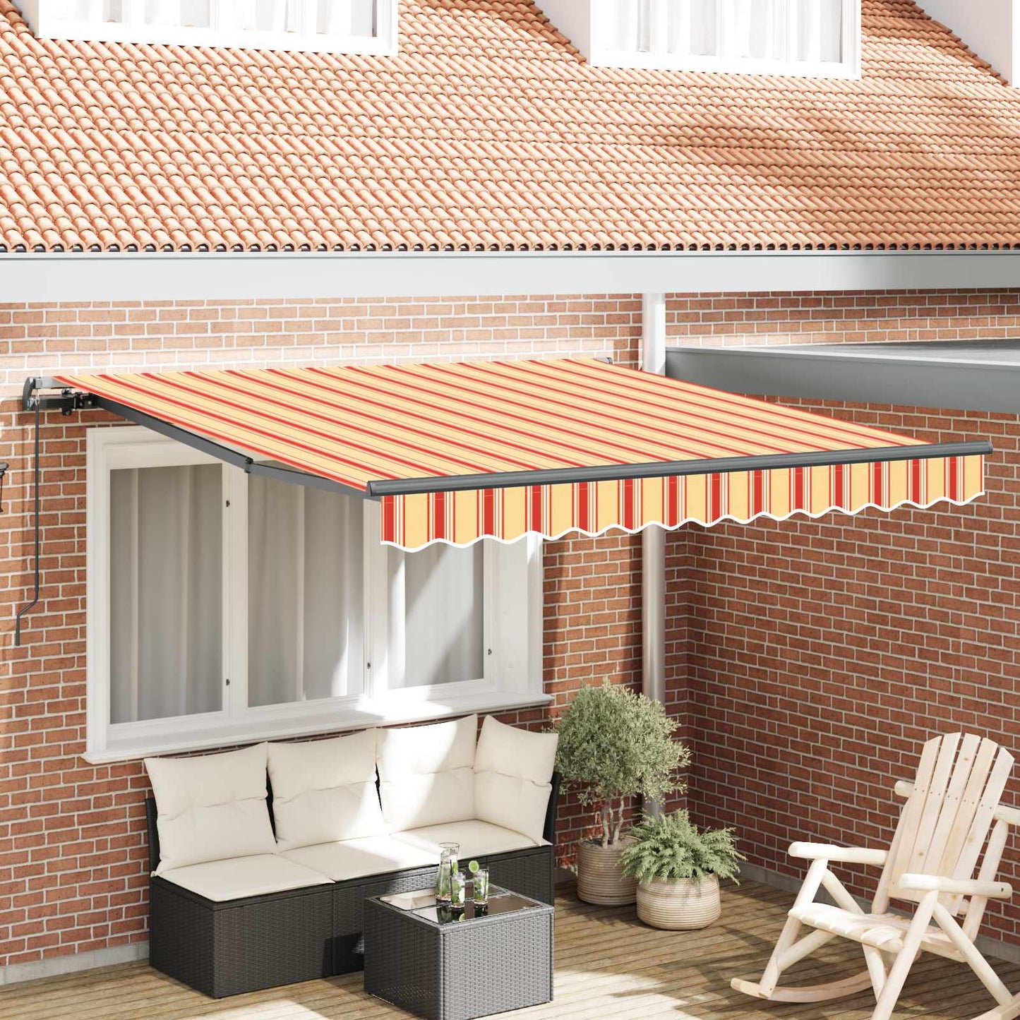 Uttrekkbar markise Gul og oransje 300 x 250 cm