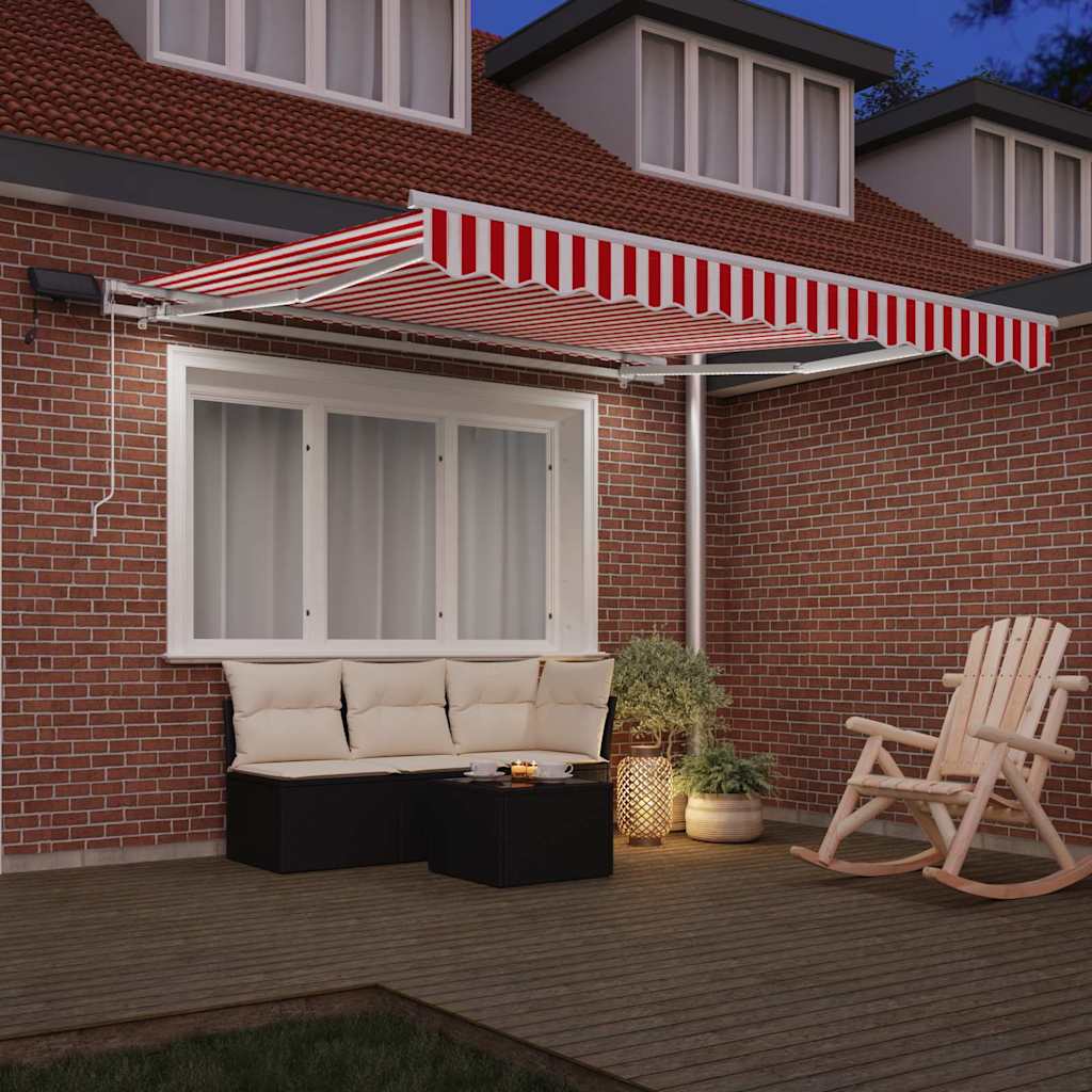 Uttrekkbar markise Rød og Hvit 300 x 250 cm Stoff og Aluminium