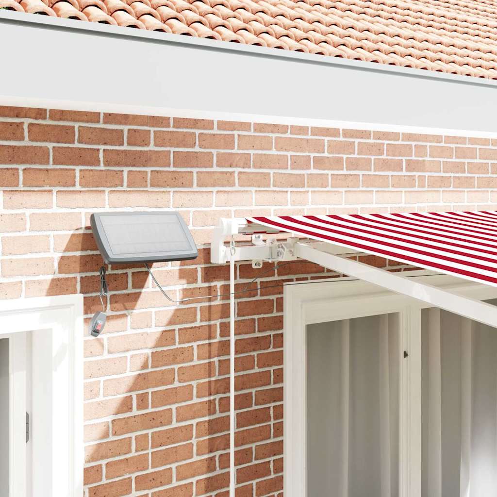 Uttrekkbar markise Rød og Hvit 300 x 250 cm Stoff og Aluminium