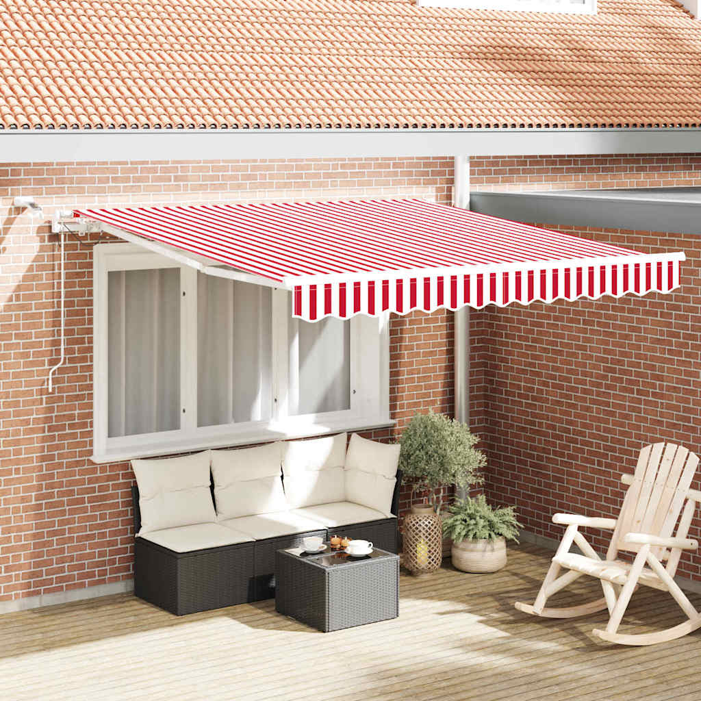 Uttrekkbar markise Rød og Hvit 300 x 250 cm Polyester