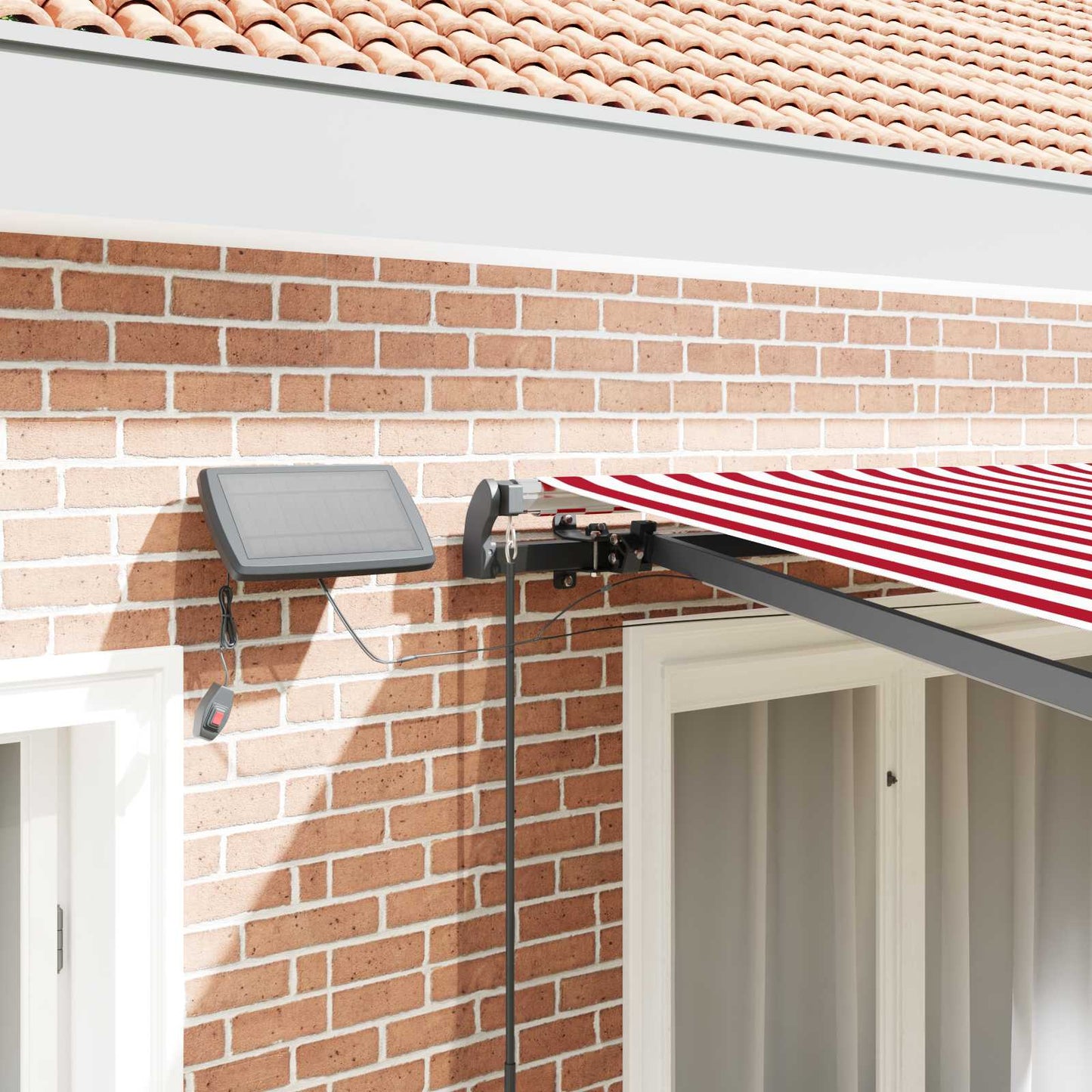 Uttrekkbar markise Rød og Hvit 300 x 250 cm Stoff og Aluminium