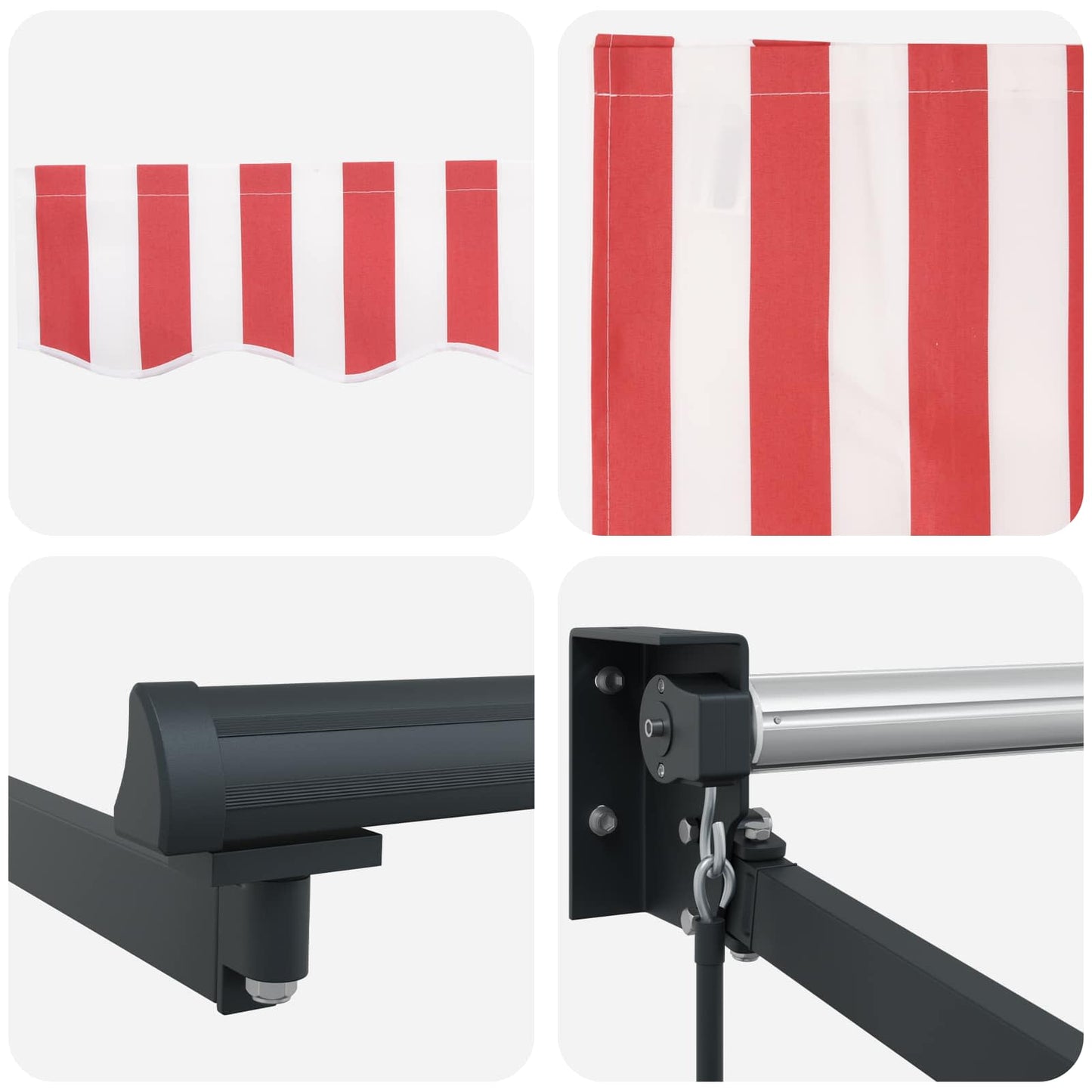 Uttrekkbar markise Rød og Hvit 300 x 250 cm