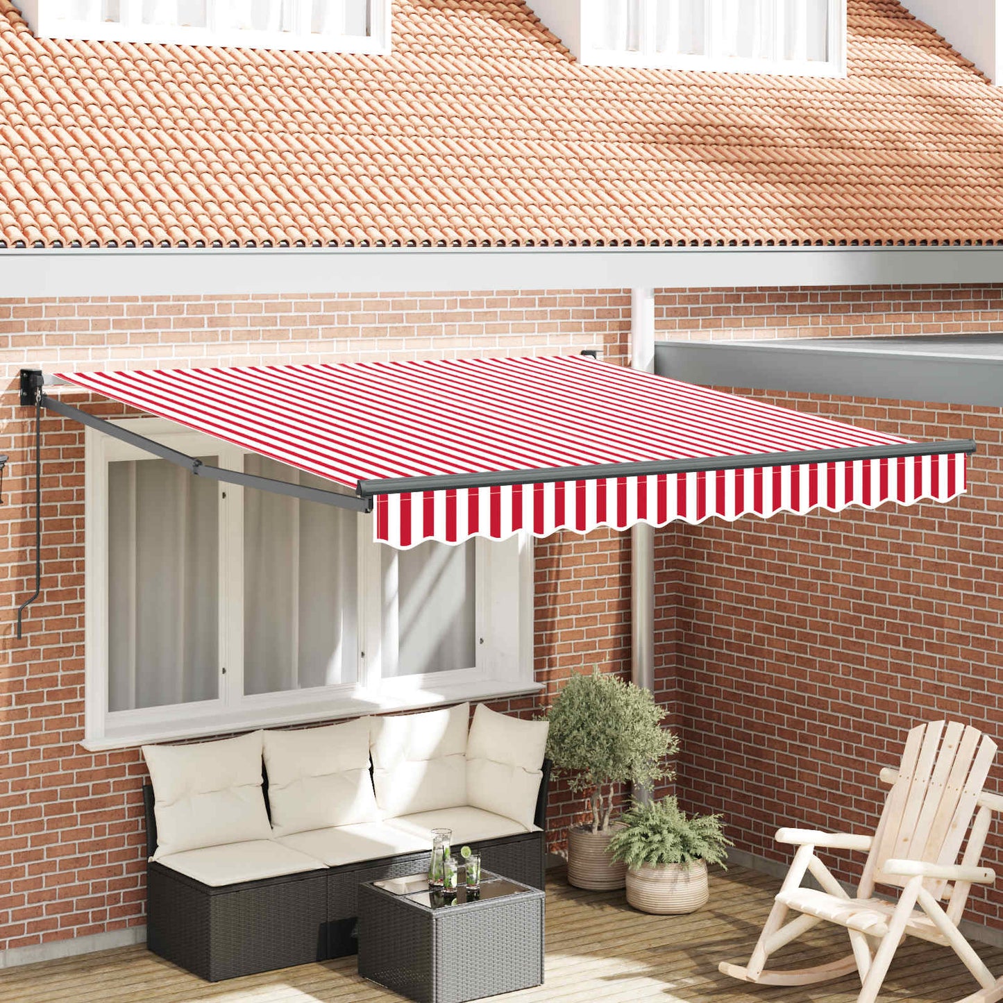 Uttrekkbar markise Rød og Hvit 300 x 250 cm