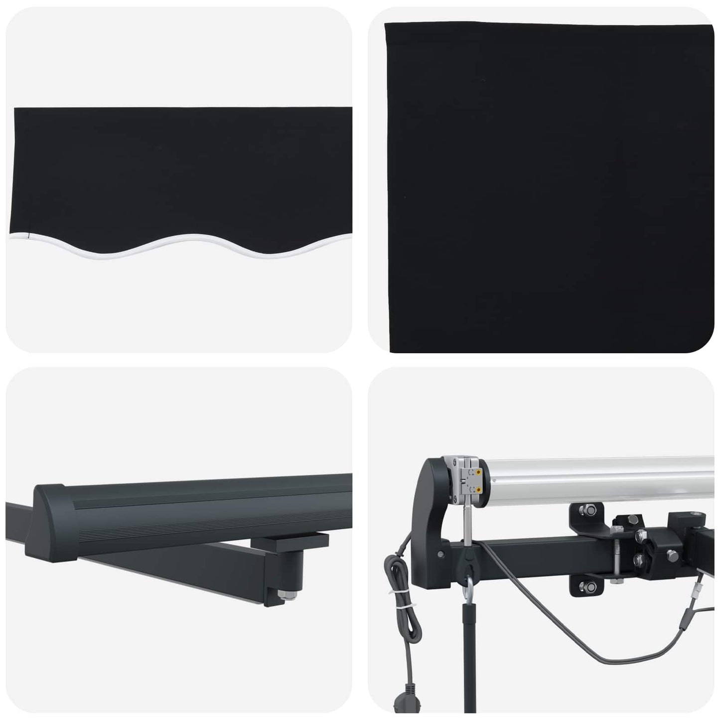Markiseduk med Svart 300 x 250 cm Polyester vidaXL