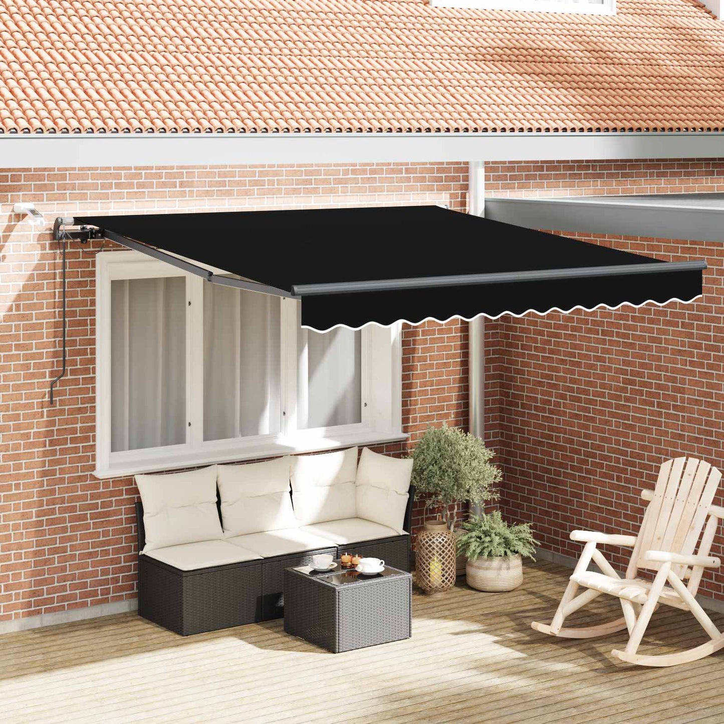 Markiseduk med Svart 300 x 250 cm Polyester vidaXL