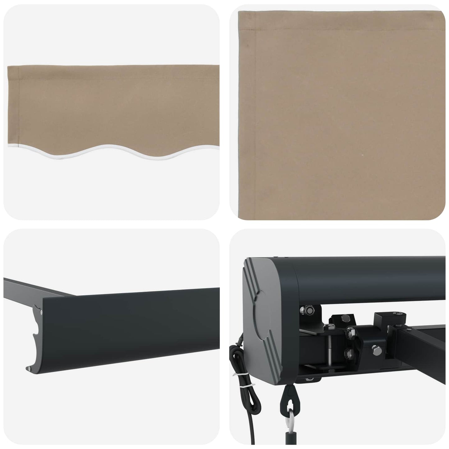 Uttrekkbar markise Beige 300 x 250 cm Stoff og Metall