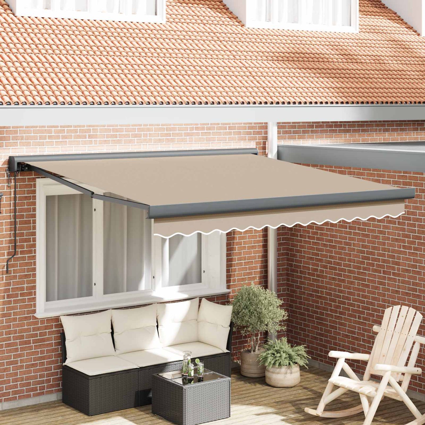 Uttrekkbar markise Beige 300 x 250 cm Stoff og Metall