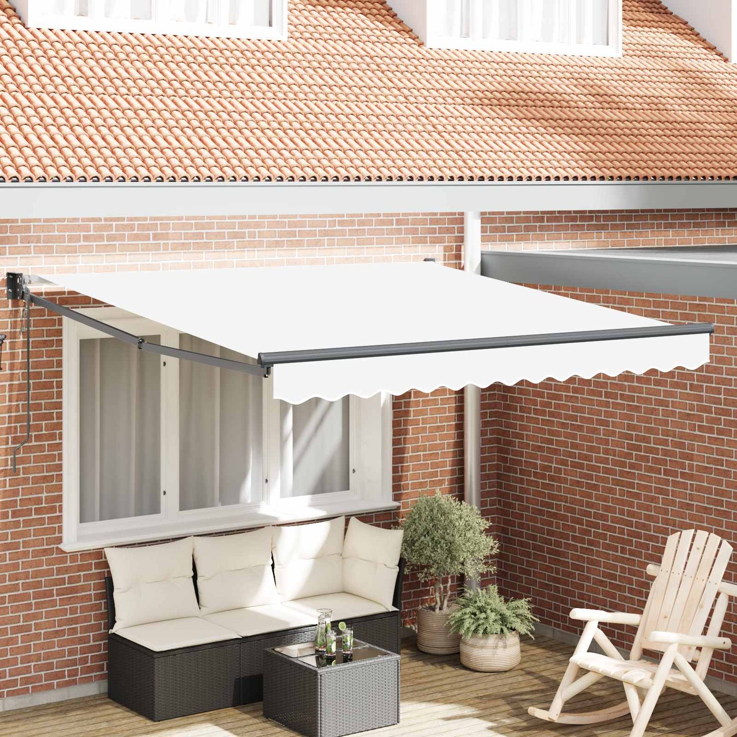 Uttrekkbar markise Hvit 300 x 250 x 165 cm Polyester og Metall
