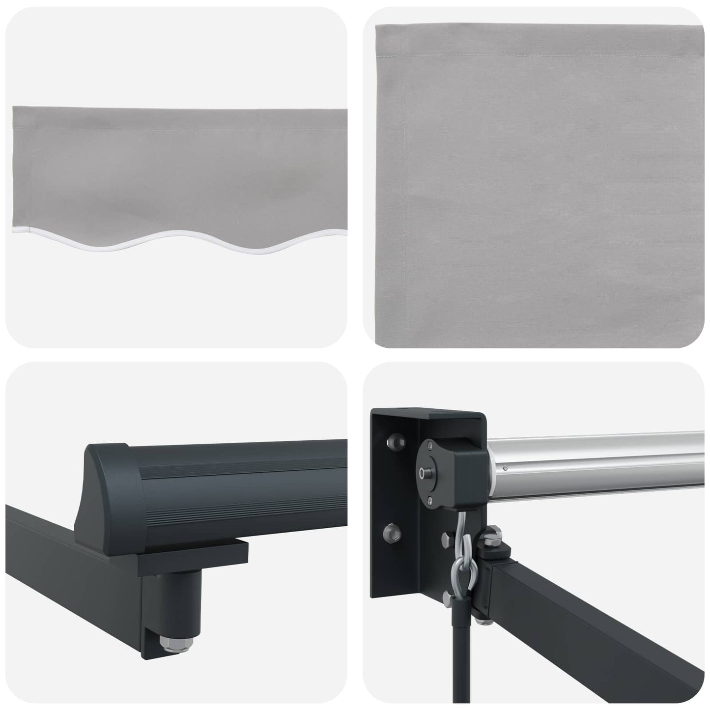 Uttrekkbar markise Lysegrå 300 x 250 x 165 cm
