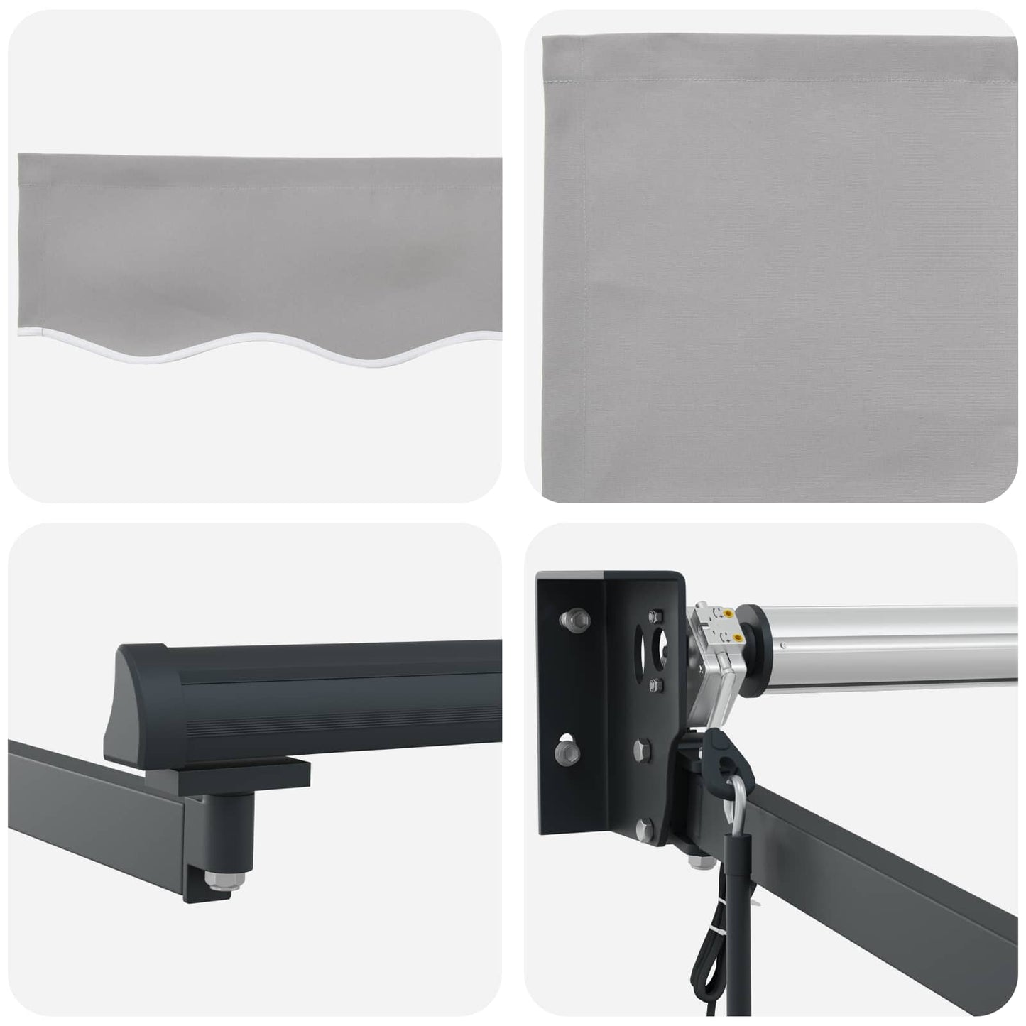 Uttrekkbar markise Lysegrå 300 x 250 x 165 cm
