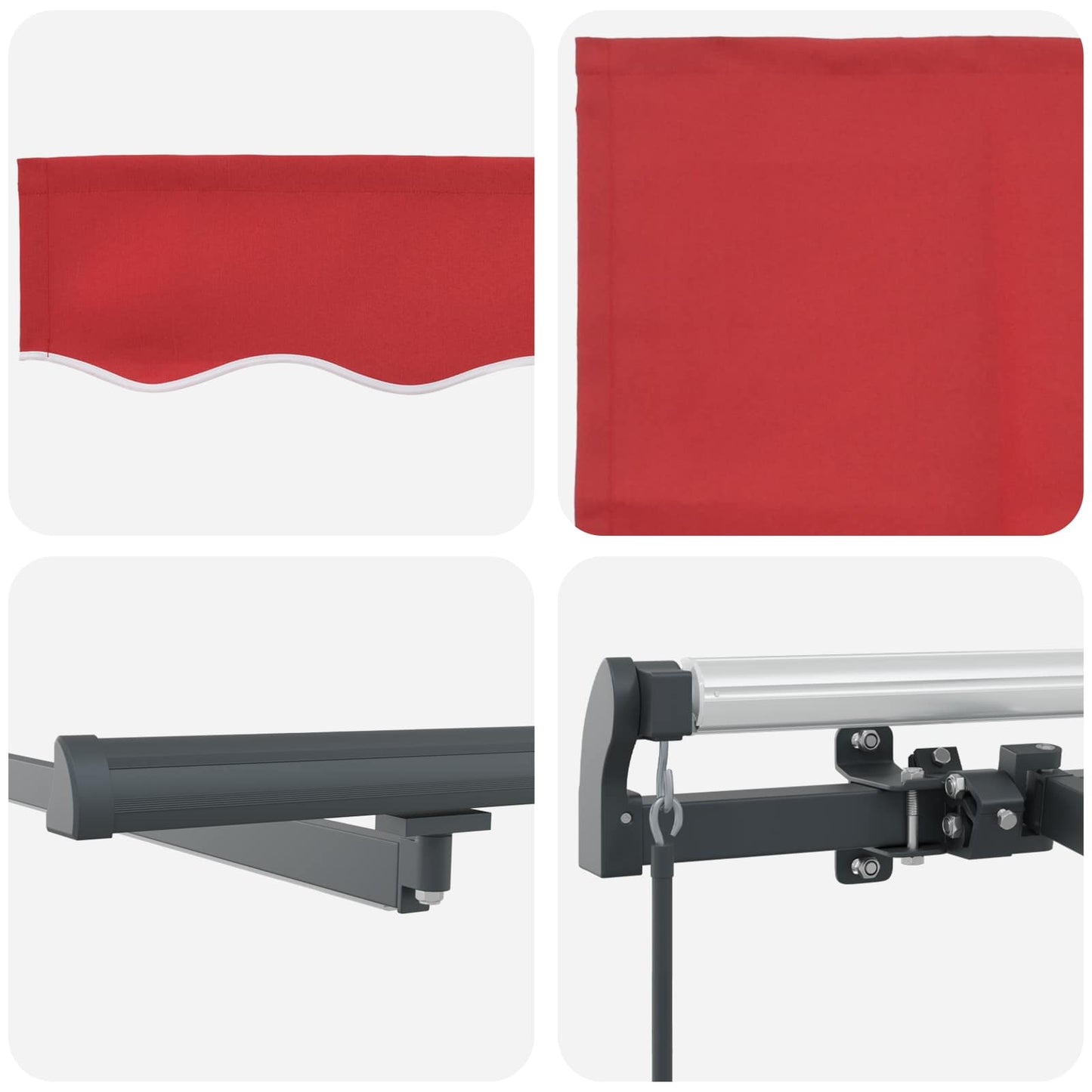 Innvendbar Markise med LED -stripelys Rød 300 x 250 cm stoff vidaXL