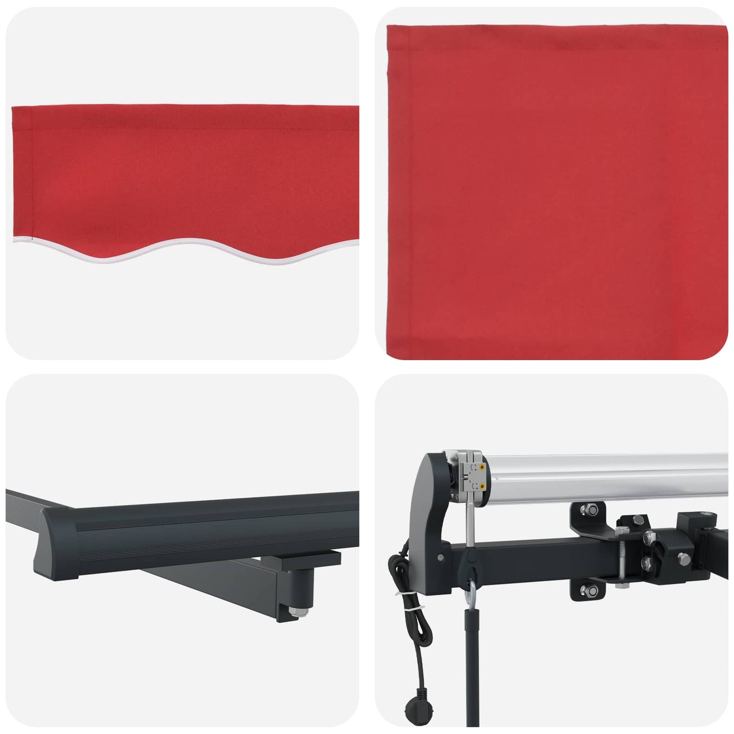 Innvendbar Markise Rød 300 x 250 cm Stoff og Aluminium vidaXL