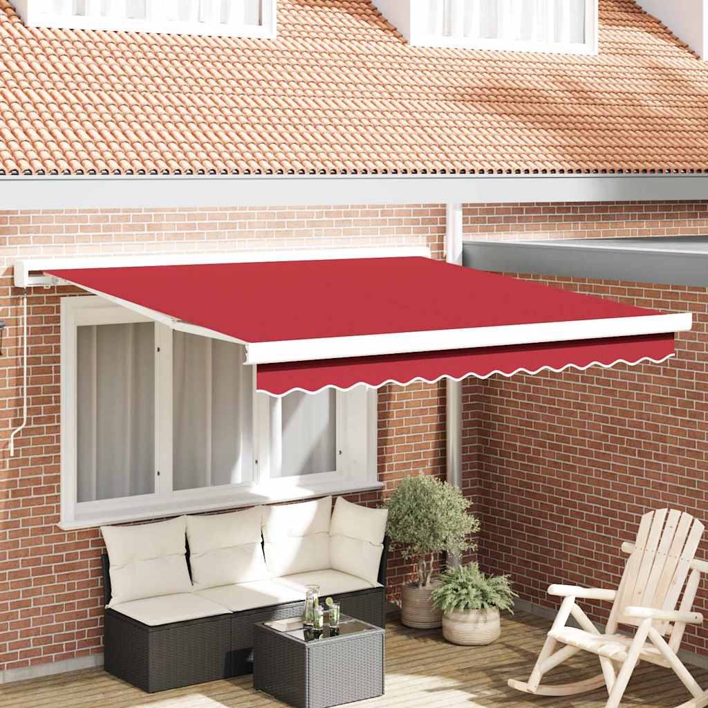 Uttrekkbar markise Rød 300 x 250 cm Lær og aluminium