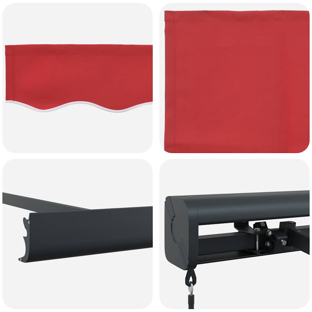 Uttrekkbar markise Rød 300 x 250 cm Lær og aluminium