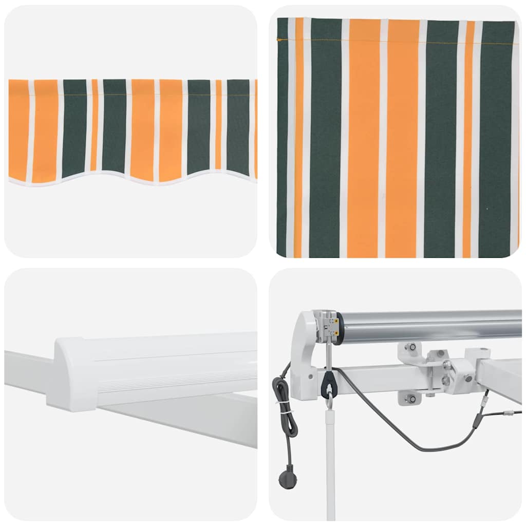 Innvendbar Markise med LED -stripelys Grønn og gul 300 x 250 cm