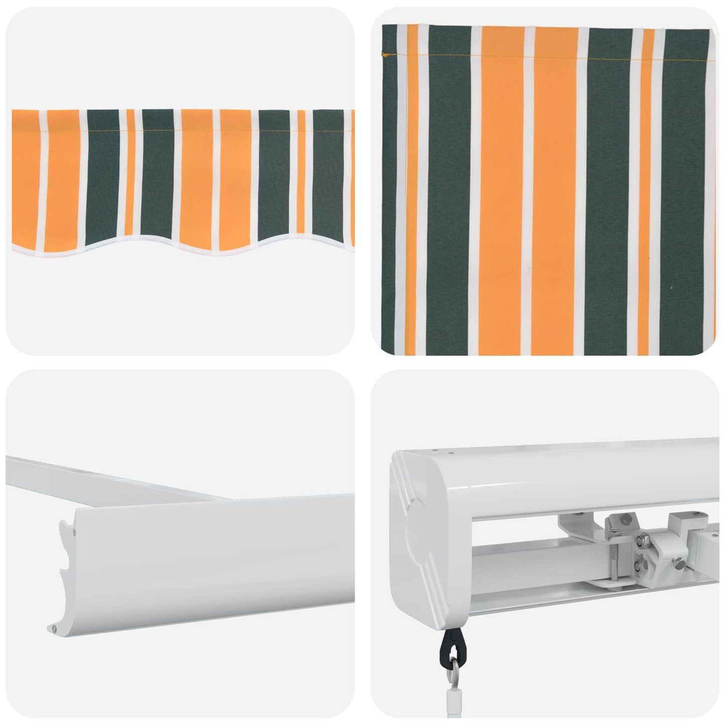 Innvendbar Markise Grønn og gul 300 x 250 cm Stoff og Metall