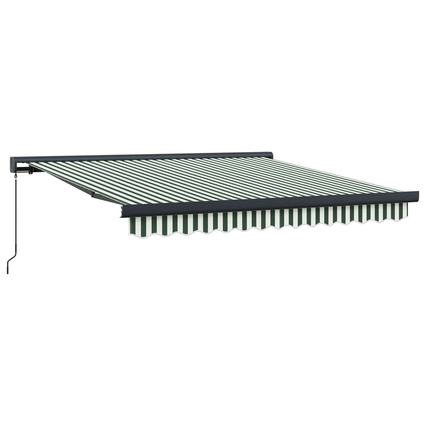 Uttrekkbar markise Grønn og hvit 300 x 250 cm Lær og aluminium